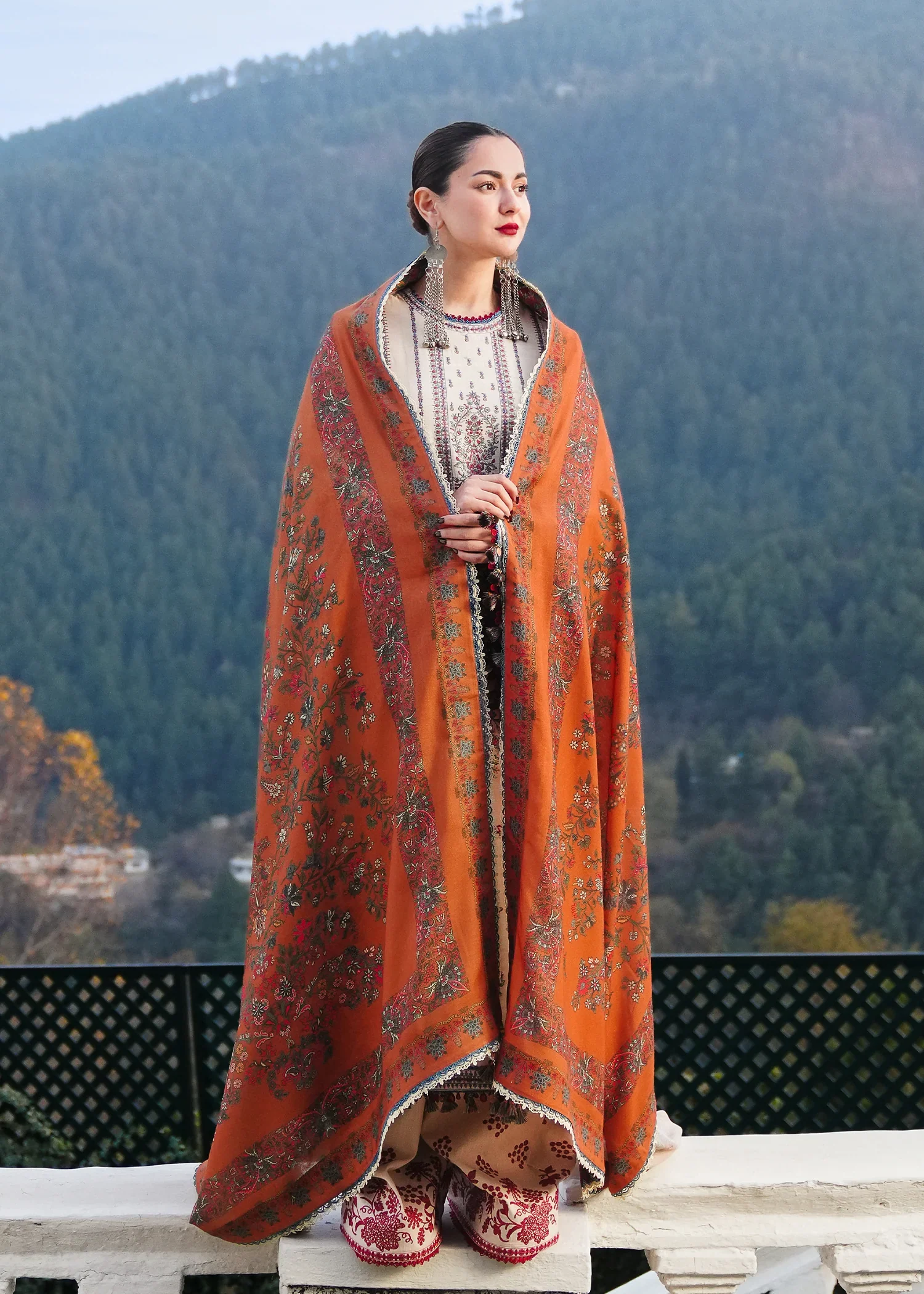 HUSSAIN REHAR - 3PC LAWN  EMBROIDERED SHIRT WITH EMBROIDERED DUPATTA AND COTTON TROUSER - KPR-90 - Image 3