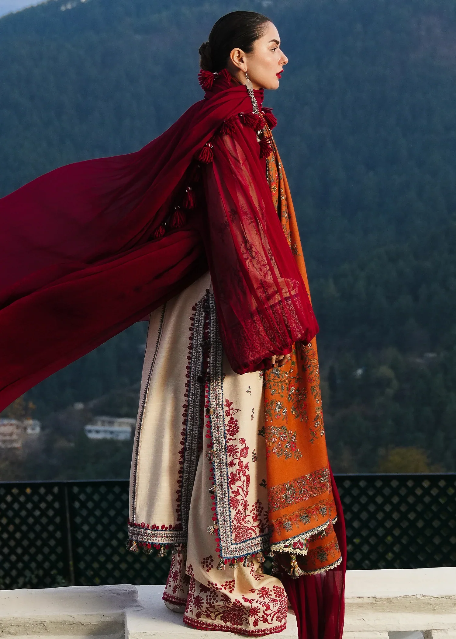 HUSSAIN REHAR - 3PC LAWN  EMBROIDERED SHIRT WITH EMBROIDERED DUPATTA AND COTTON TROUSER - KPR-90 - Image 4