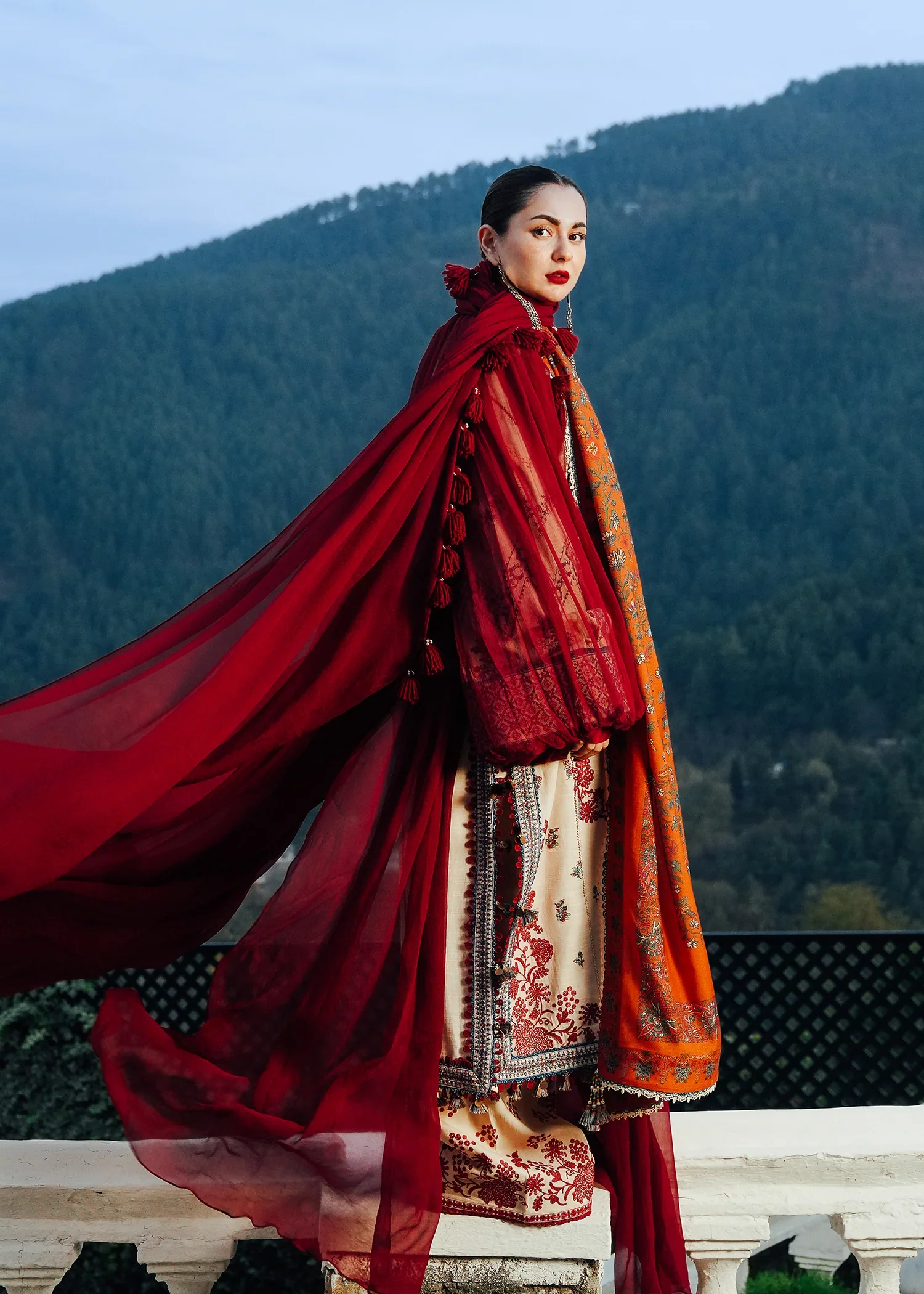 HUSSAIN REHAR - 3PC LAWN  EMBROIDERED SHIRT WITH EMBROIDERED DUPATTA AND COTTON TROUSER - KPR-90 - Image 5