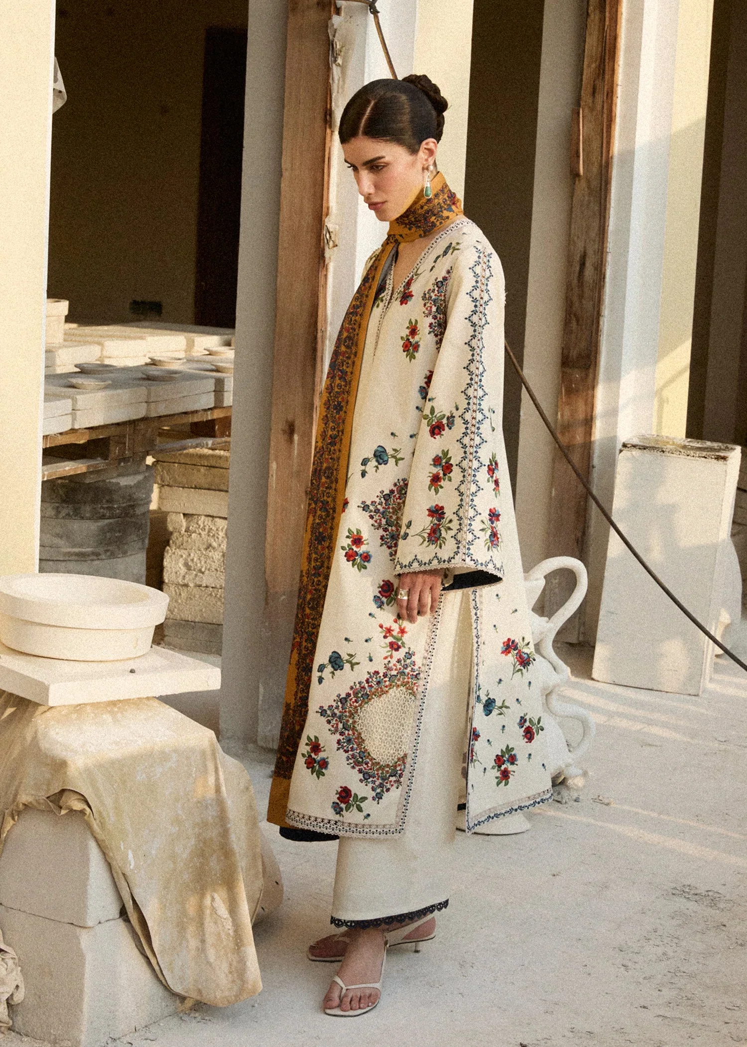 HUSSAIN REHAR - 3PC LAWN EMBROIDERED SHIRT WITH VOILD PRINHTED DUPATTA AND TROUSER - LAYLA - Image 5