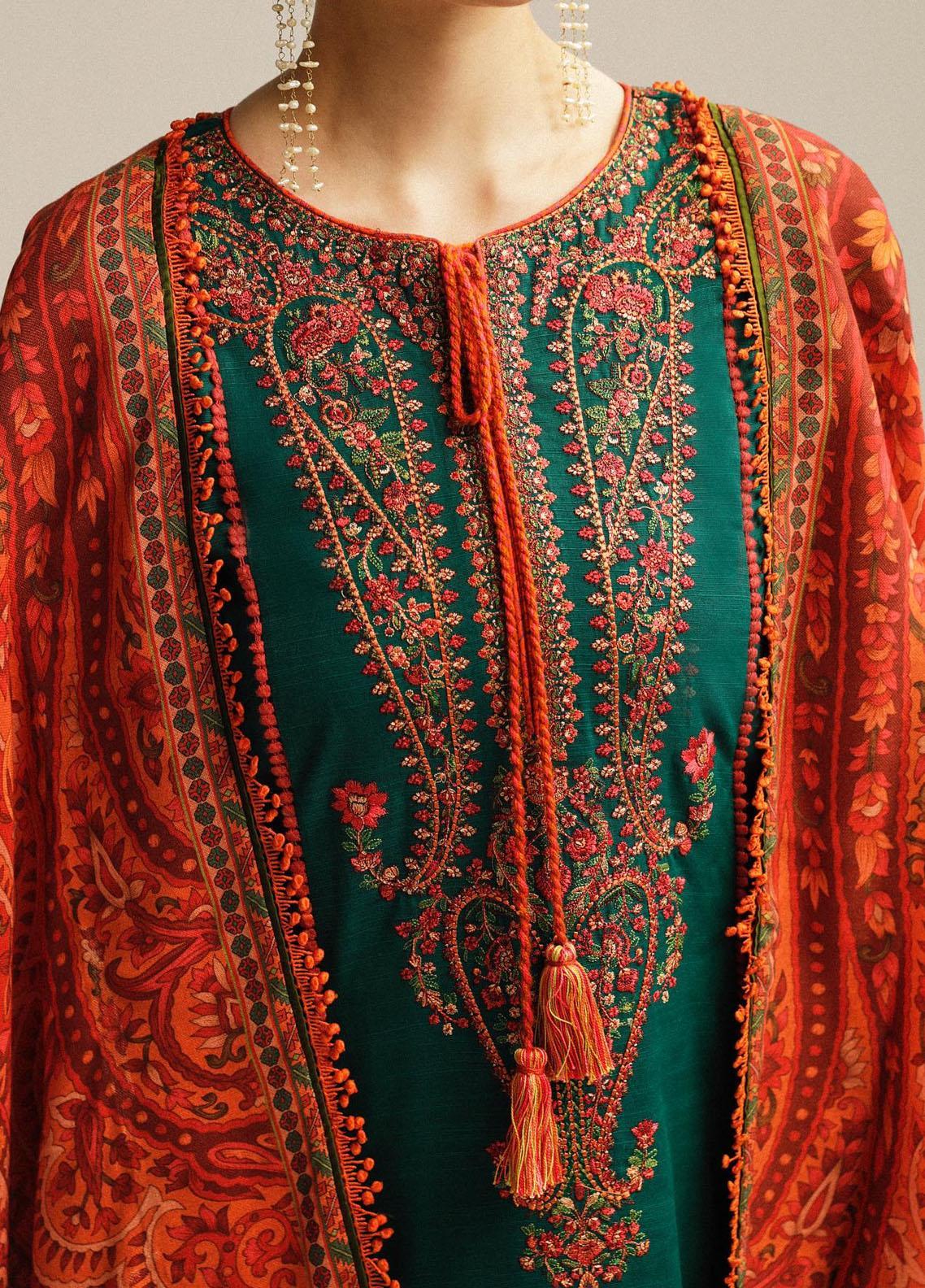 Hussain Rehar Embroidered LAWN Suits Unstitched 3 Piece Marjaan - Winter Collection - Image 2