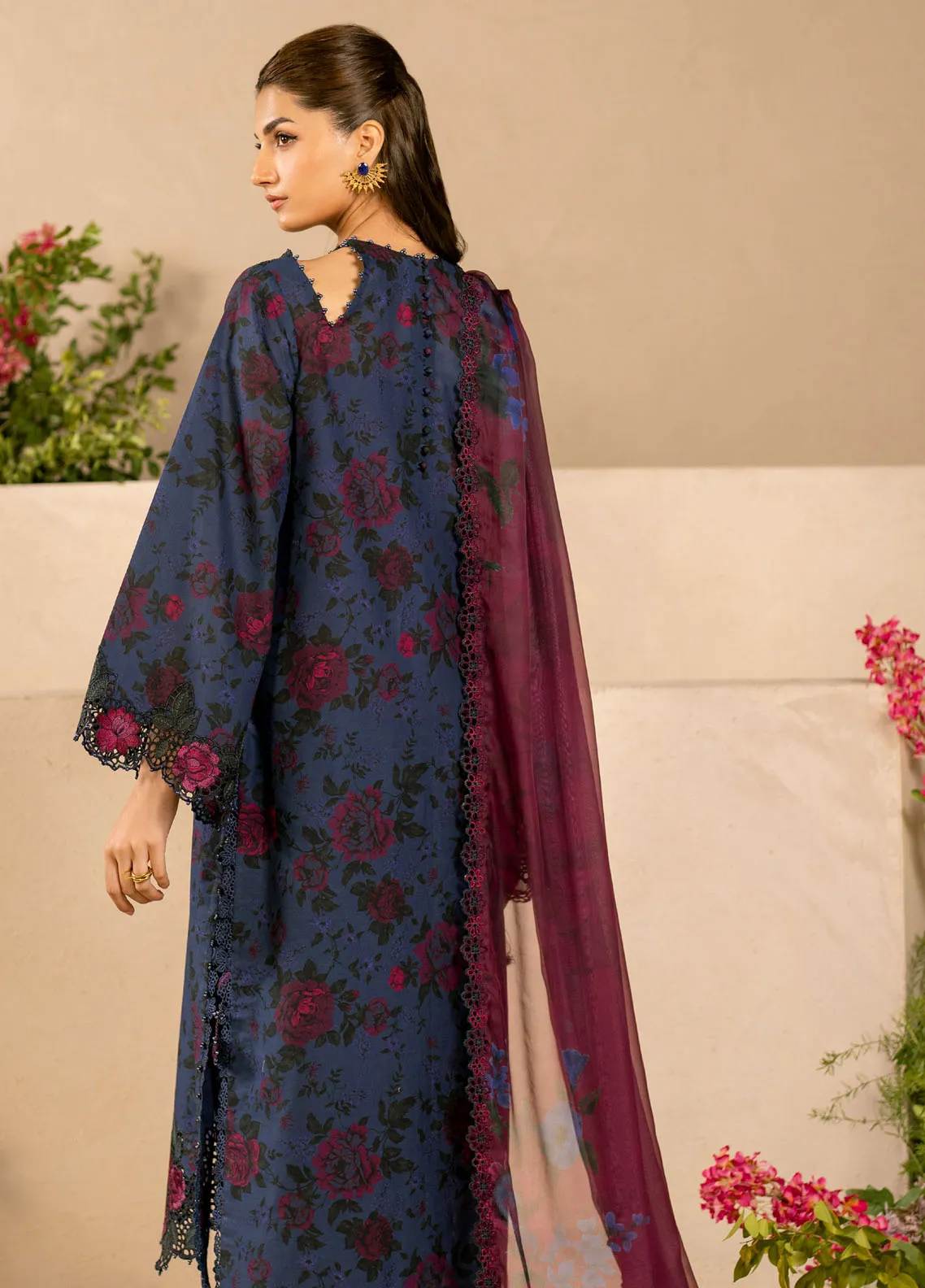 IZNIK - 3 Piece Unstitched Embroidered Printed Suit | BL1 - Image 4