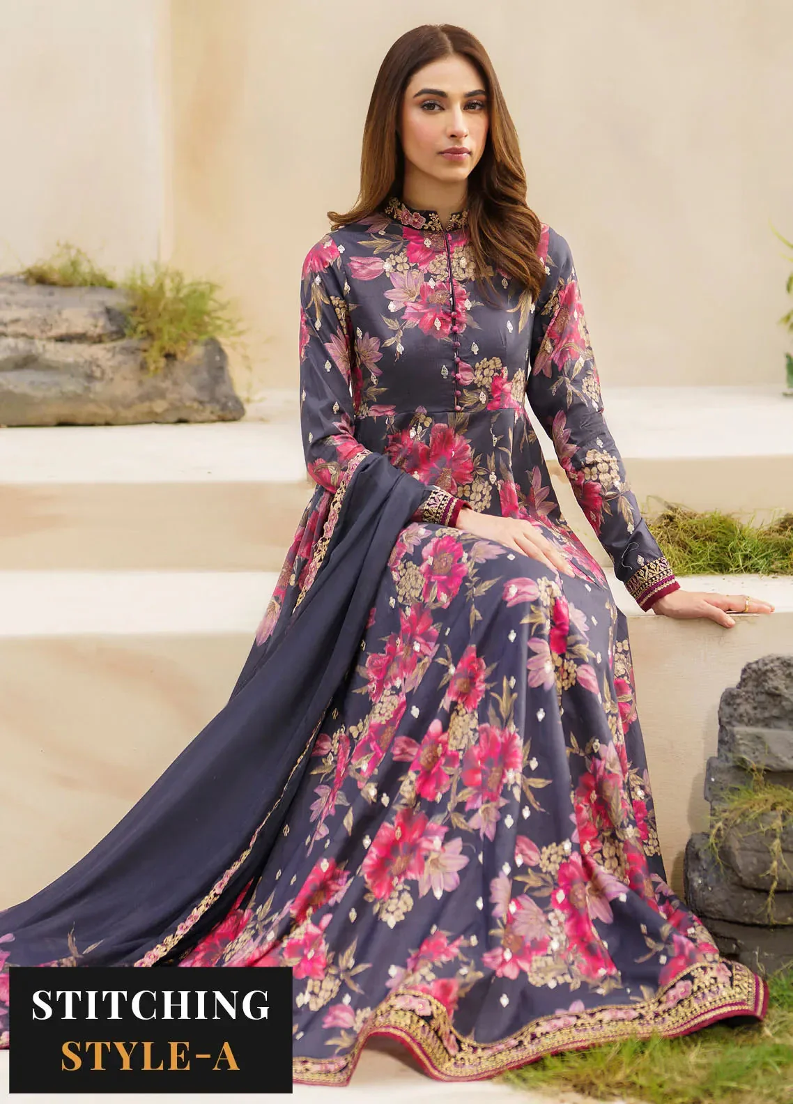 IZNIK - 3PC LAWN EMBROIDERED SHIRT WITH MANAAR PRINTED DUPATTA AND TROUSER - SFL-12 Resplendence - Image 4