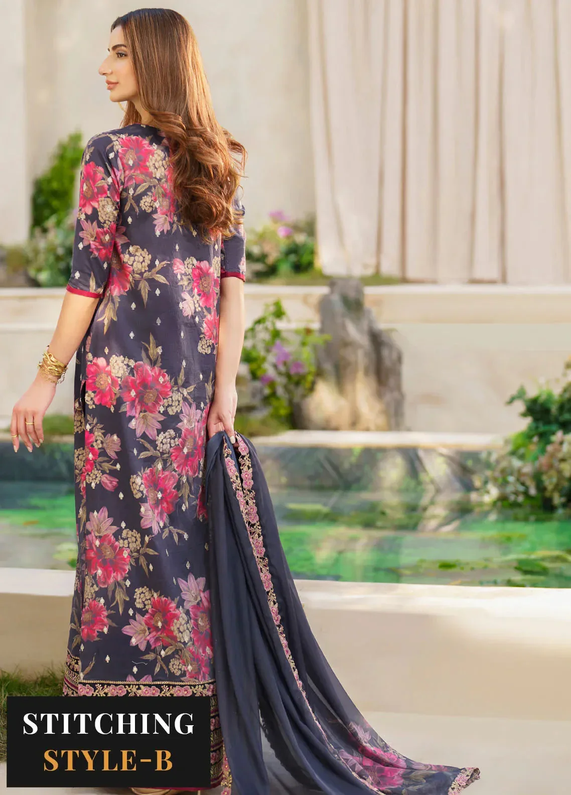 IZNIK - 3PC LAWN EMBROIDERED SHIRT WITH MANAAR PRINTED DUPATTA AND TROUSER - SFL-12 Resplendence - Image 6