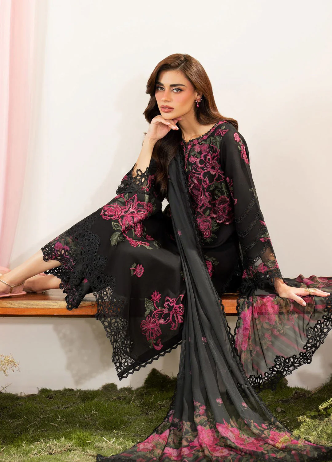 Iznik Embroidered Lawn Suits Unstitched 3 Piece IZ25FE IFE-06 - Summer Collection - Image 4