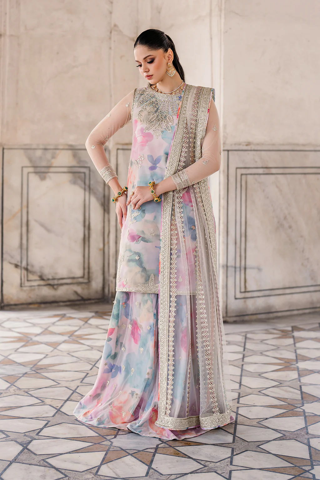 Iznik Embroidered Lawn Suits Unstitched 3 Piece UE-312 - Image 7