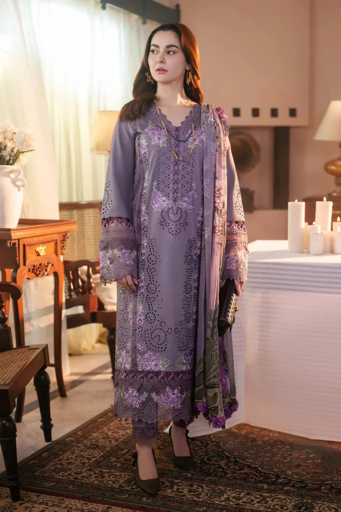 JADE - 3PC LAWN CHIKANKAARI EMBROIDEREDR-02 SHIRT WITH TWILL PRINTED DUPATTA AND TROUSER - KP