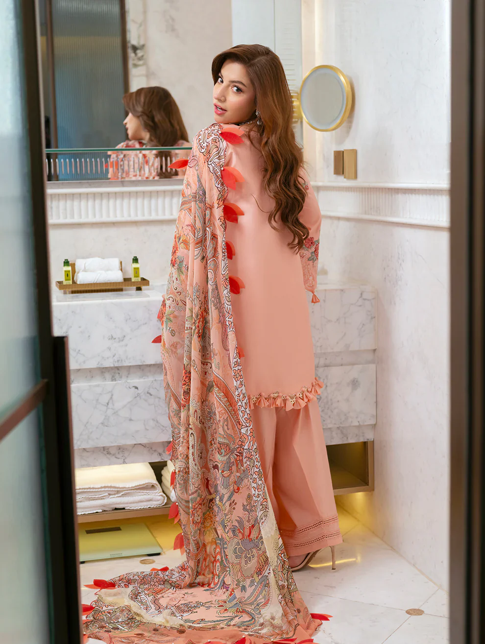 JADE - 3PC LAWN CHIKANKAARI EMBROIDEREDR-02 SHIRT WITH TWILL PRINTED DUPATTA AND TROUSER - OMBRE 2026 - Image 3