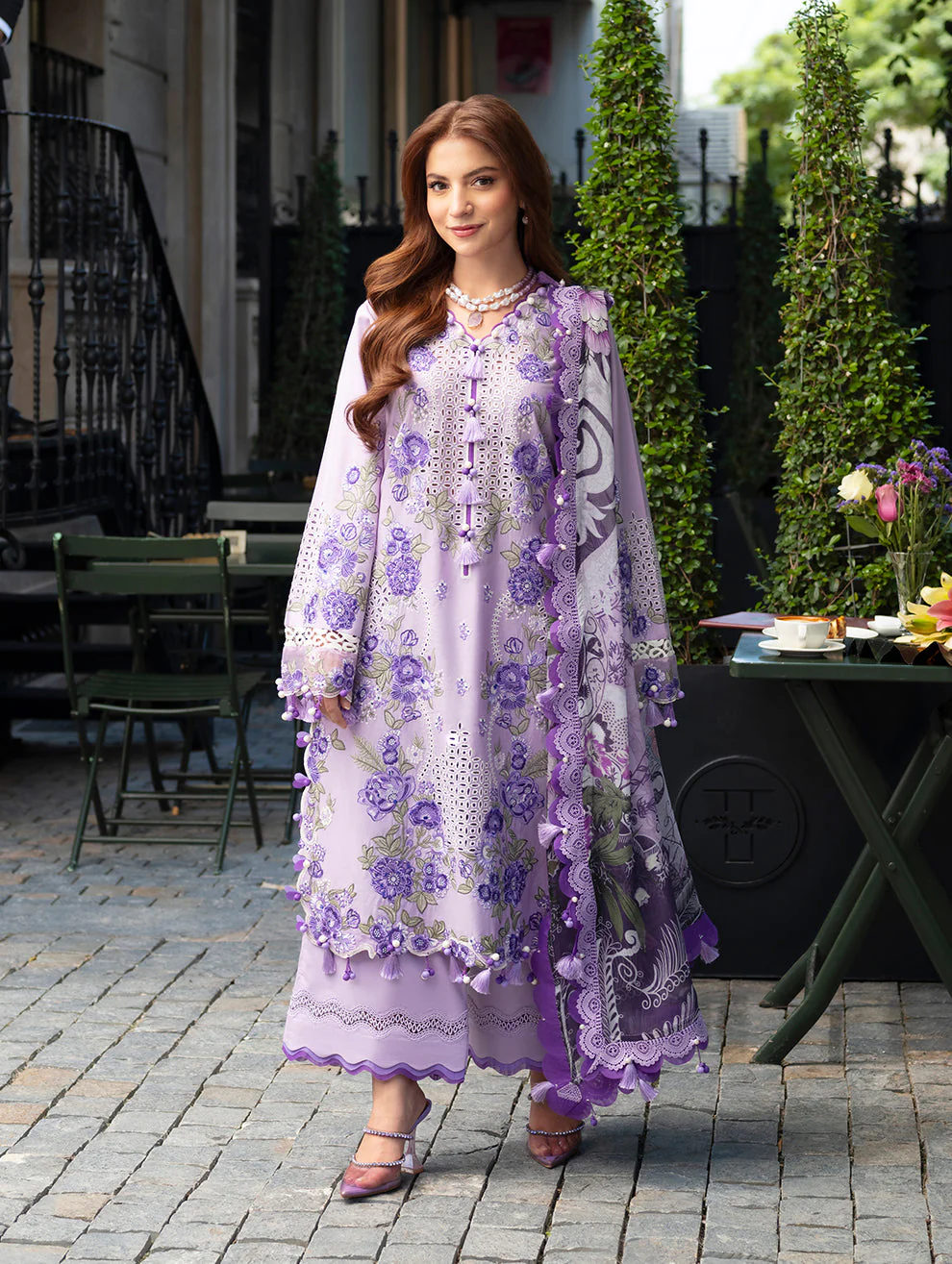 JADE - 3PC LAWN CHIKANKAARI EMBROIDEREDR-02 SHIRT WITH TWILL PRINTED DUPATTA AND TROUSER - PP-01
