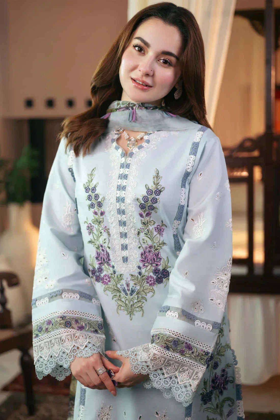 JADE - 3PC LAWN EMBROIDERED SHIRT WITH PRINTED DUPATTA AND TROUSER - KPR 2208 - Image 3