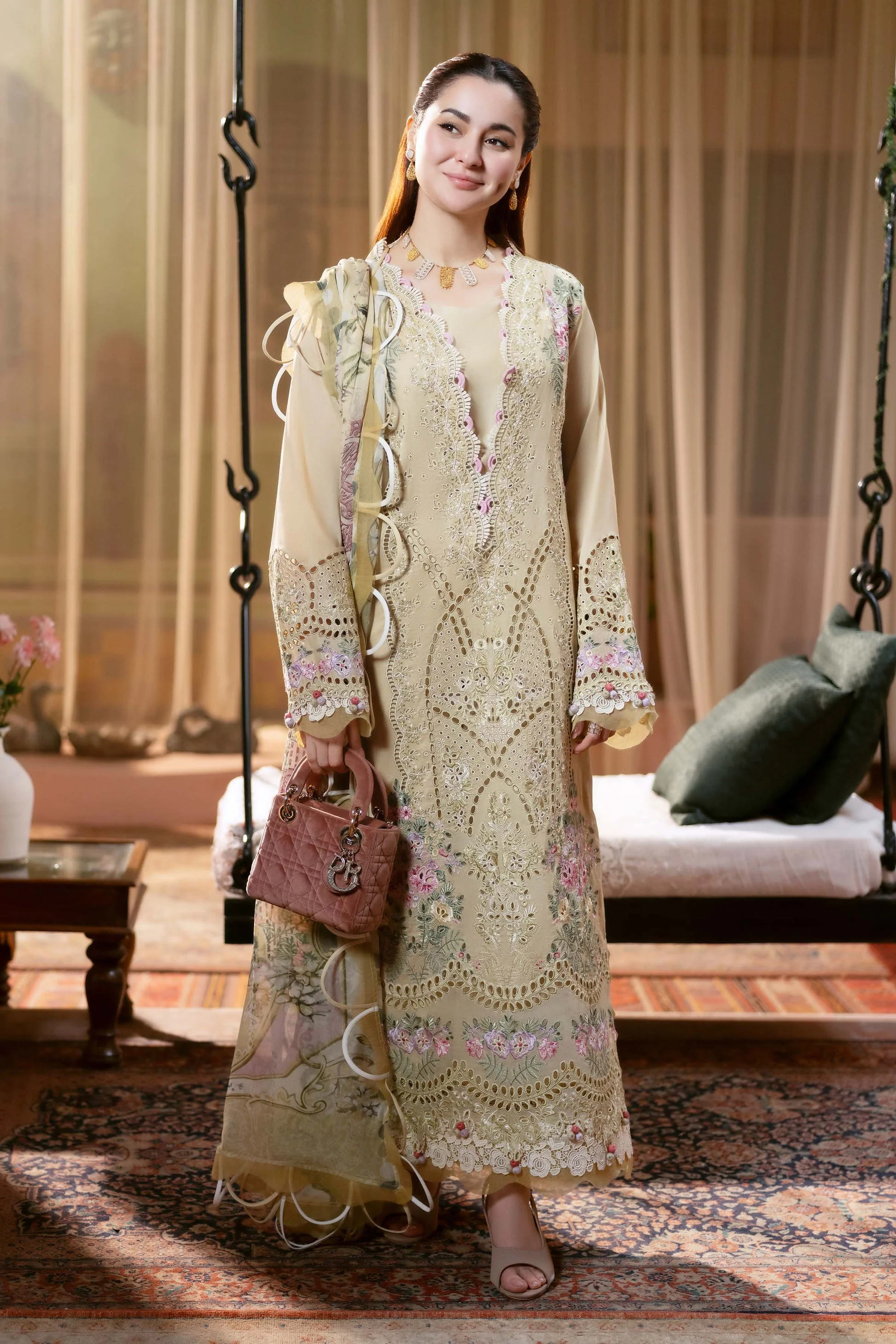 JADE - 3PC LAWN EMBROIDERED SHIRT WITH PRINTED DUPATTA AND TROUSER - KPR-OMBRE 2025
