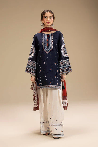 Jazmin - 3PC LAWN EMBROIDERED SHIRT WITH VOIL DUPATTA AND LAWN TROUSER - BL-1