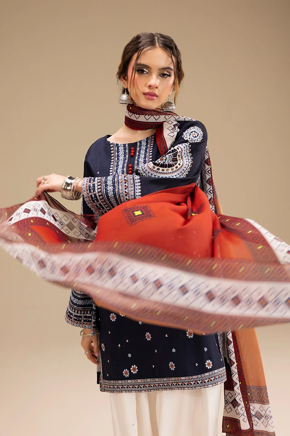 Jazmin - 3PC LAWN EMBROIDERED SHIRT WITH VOIL DUPATTA AND LAWN TROUSER - BL-1 - Image 10