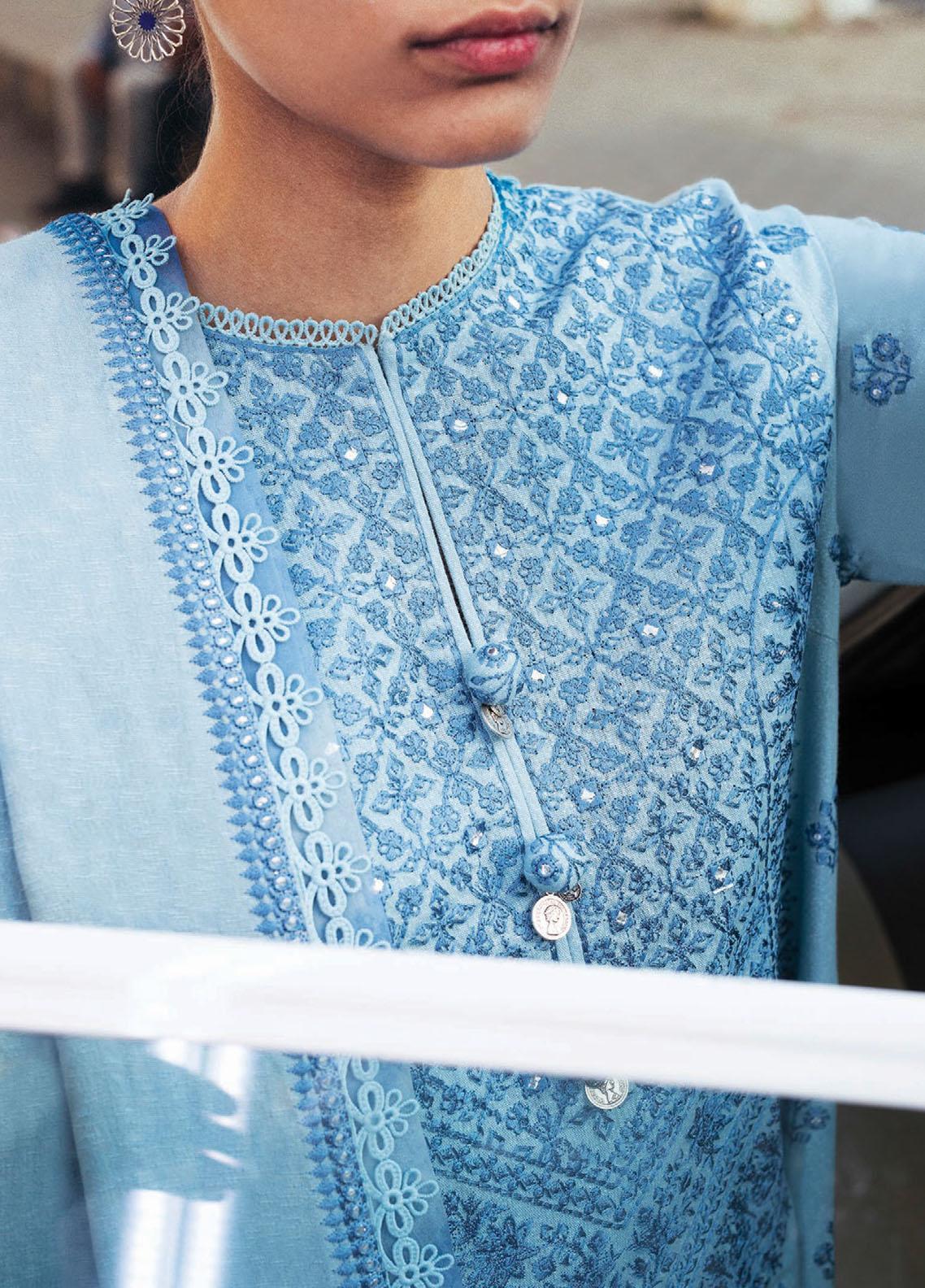 ZAHA - 3PC DHANAK EMBROIDERED SHIRT WITH DHANAK EMBROIDERED DUPATTA AND TROUSER - KP 1709 - Image 3