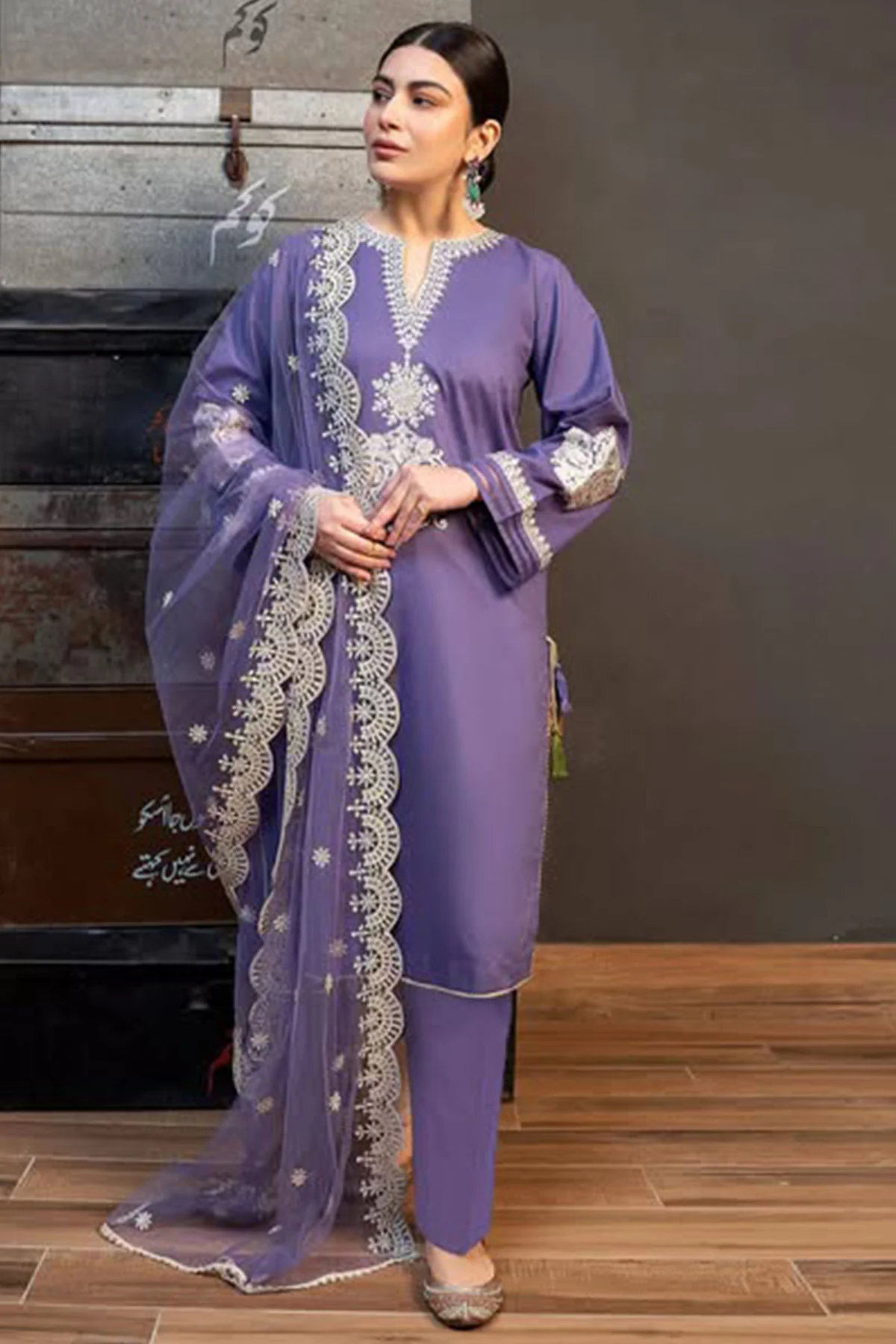 KOKUM - 3PC LAWN EMBROIDERED SHIRT WITH EMBROIDERED DUPATTA AND TROUSER -KPR30