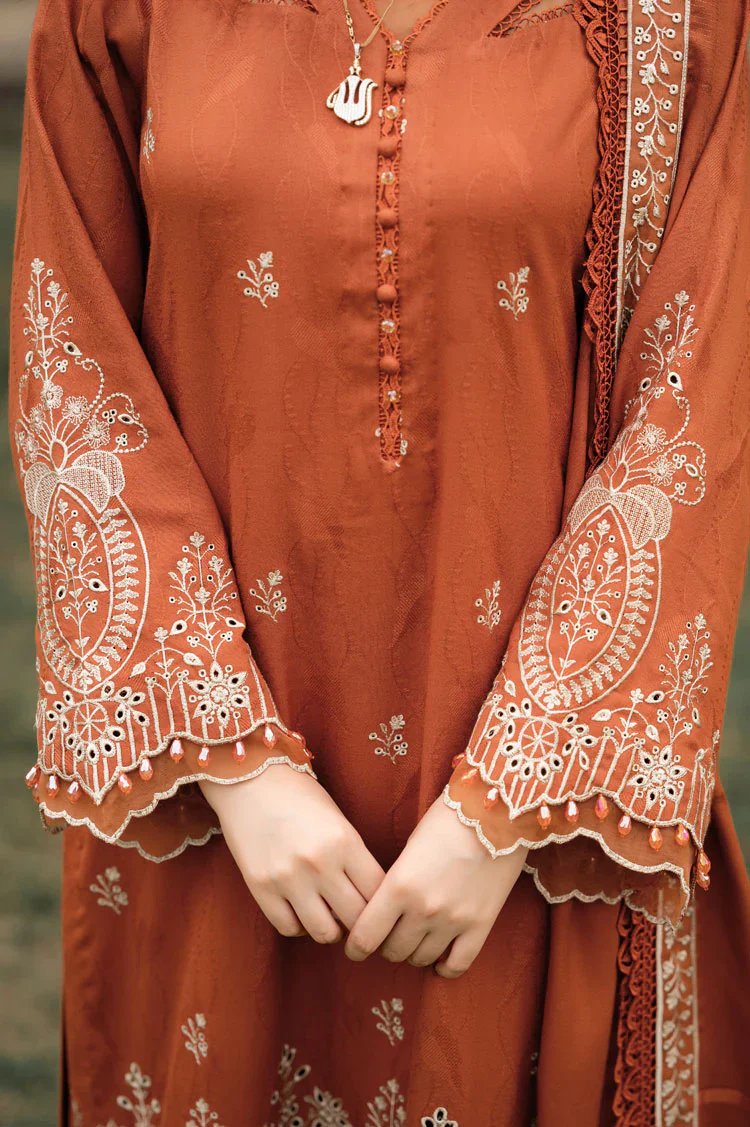 LIBAAS -  3PC Lawn Embroidered SHIRT WITH Embroidered DUPATTA AND TROUSER -LNF-25 - Image 3