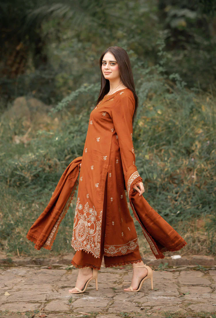 LIBAAS -  3PC Lawn Embroidered SHIRT WITH Embroidered DUPATTA AND TROUSER -LNF-25 - Image 7