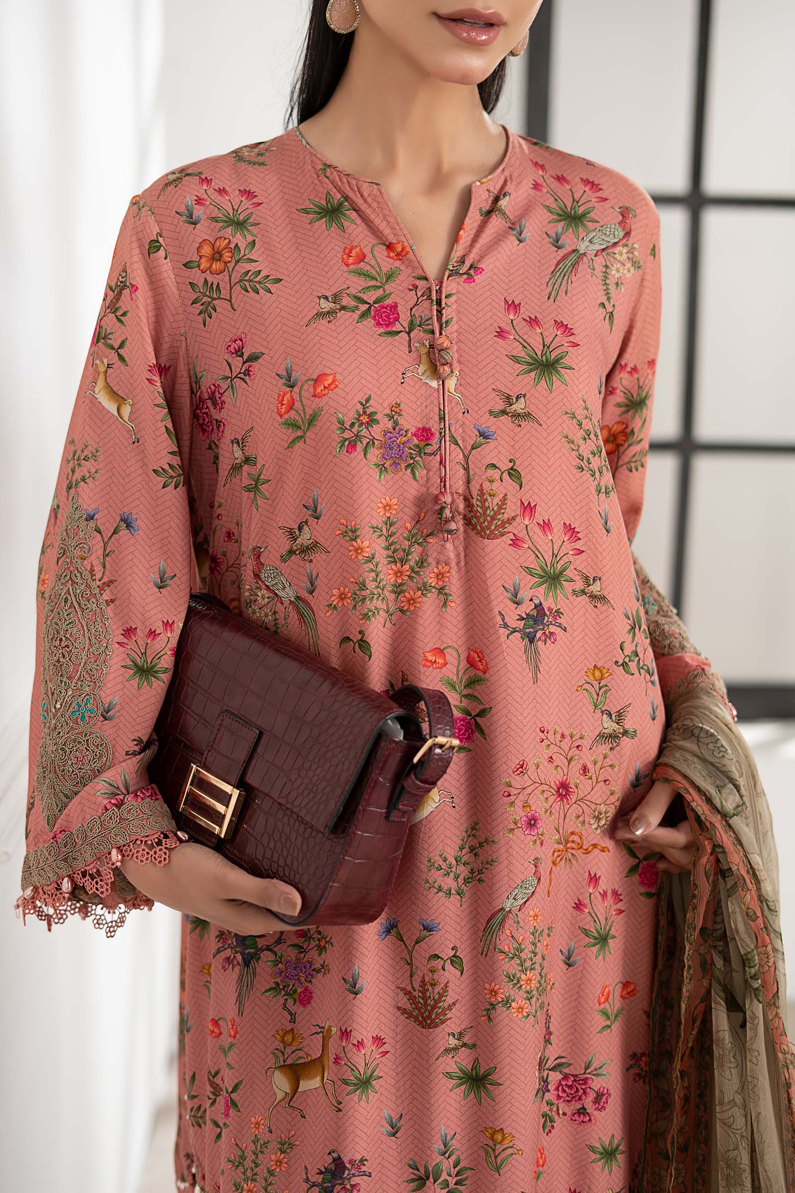MARIA B - 3 Piece Embroidered Khaddar MPS-2707-A - Image 2