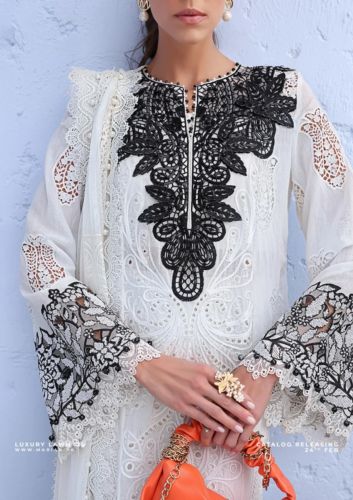 Maria b - 3 Piece Embroidered Paper Lawn Suit | DS-2505-A - Image 2