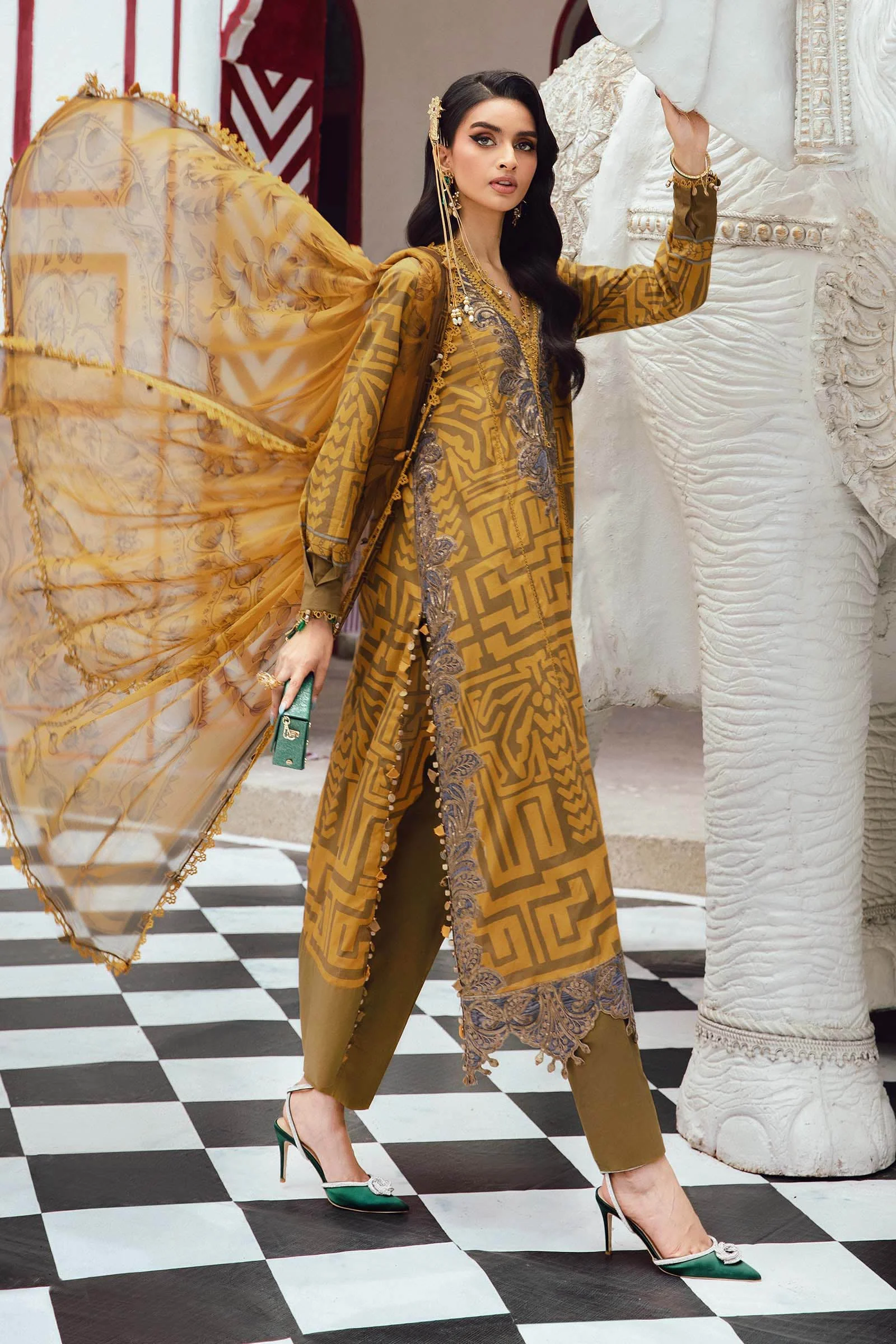 MARIA B - 3 Piece Unstitched Embroidered Lawn Suit | MPT-2703-A - Image 6