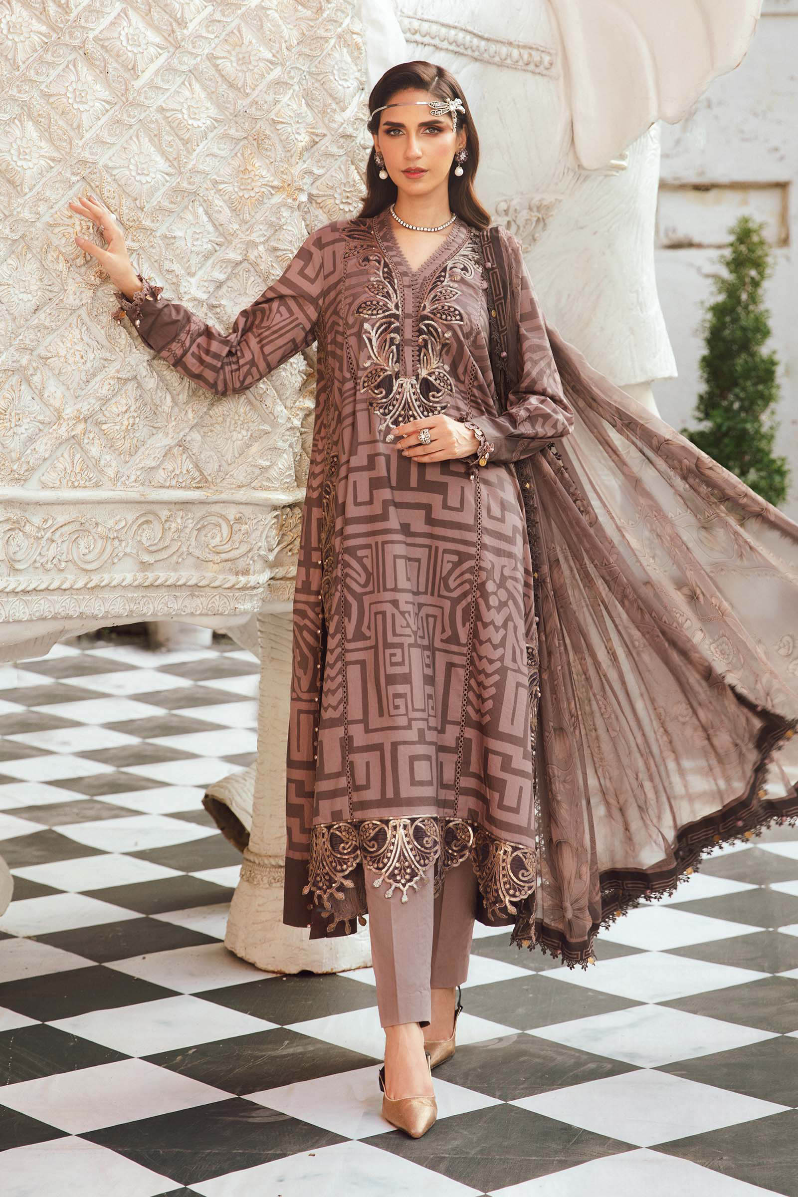 MARIA B - 3 Piece Unstitched Embroidered Lawn Suit | MPT-2703-B