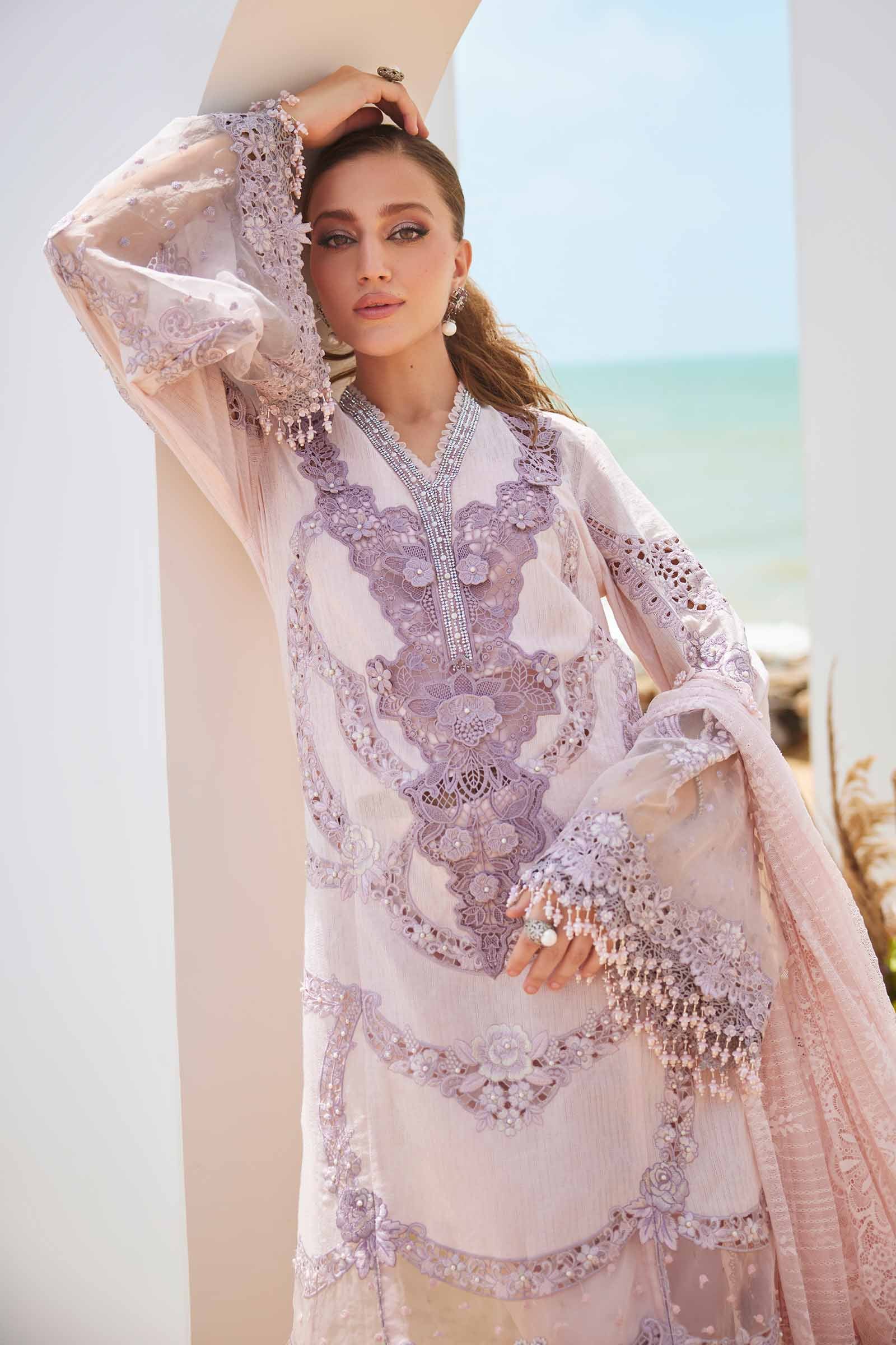 Maria B - 3 Piece Unstitched Embroidered Jacquard Lawn Suit | EID LAWN-25-02 - Image 2