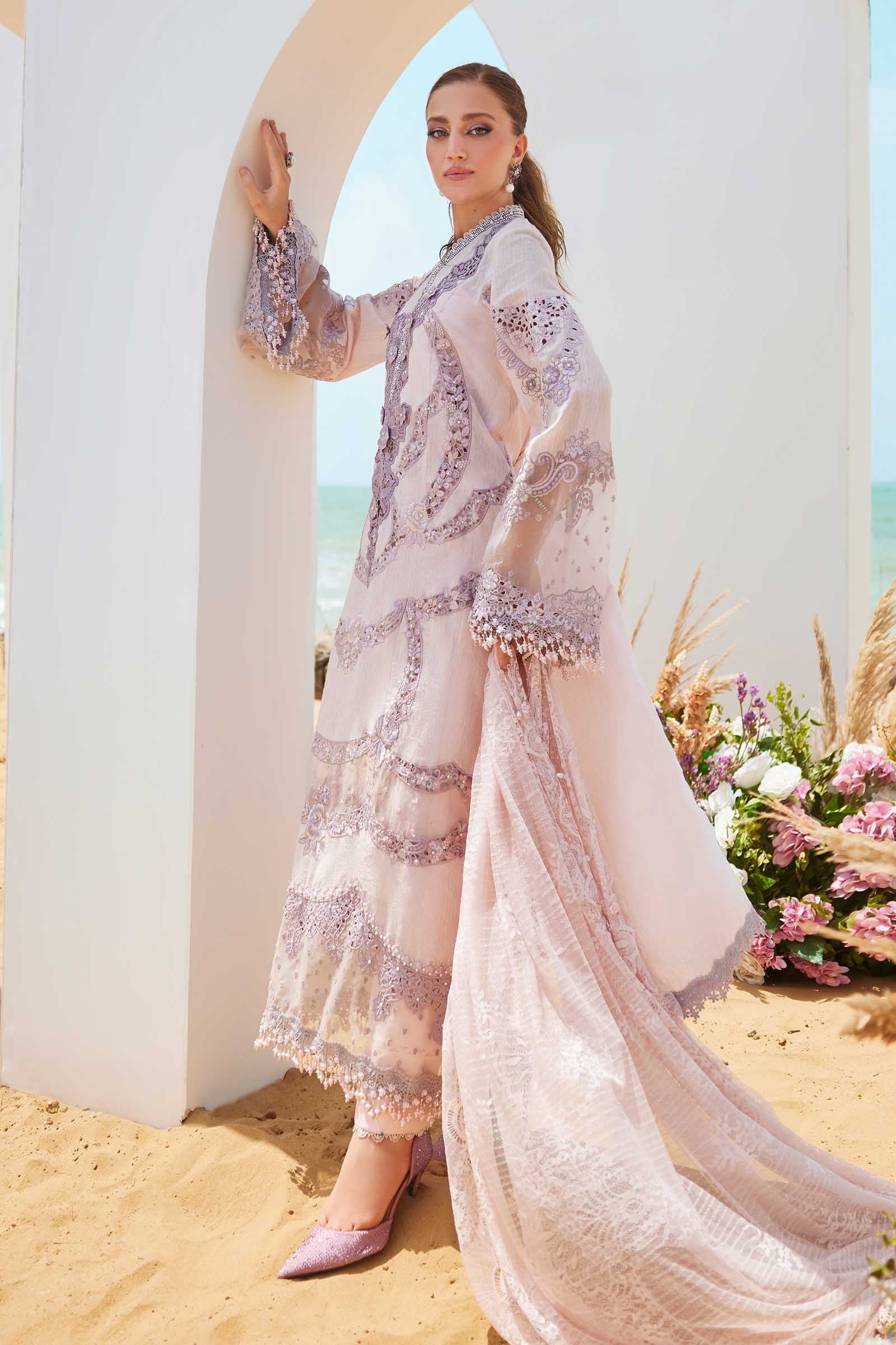 Maria B - 3 Piece Unstitched Embroidered Jacquard Lawn Suit | EID LAWN-25-02 - Image 4