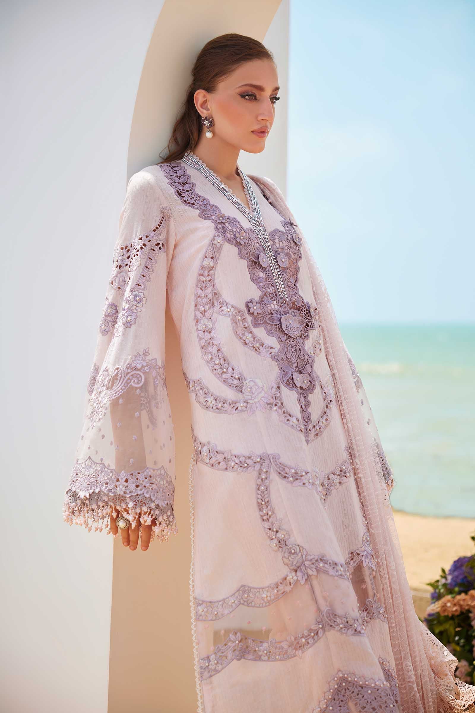 Maria B - 3 Piece Unstitched Embroidered Jacquard Lawn Suit | EID LAWN-25-02 - Image 5