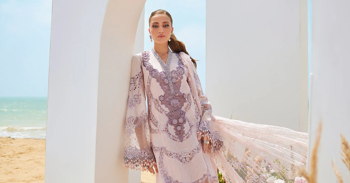 Maria B - 3 Piece Unstitched Embroidered Jacquard Lawn Suit | EID LAWN-25-02 - Image 6