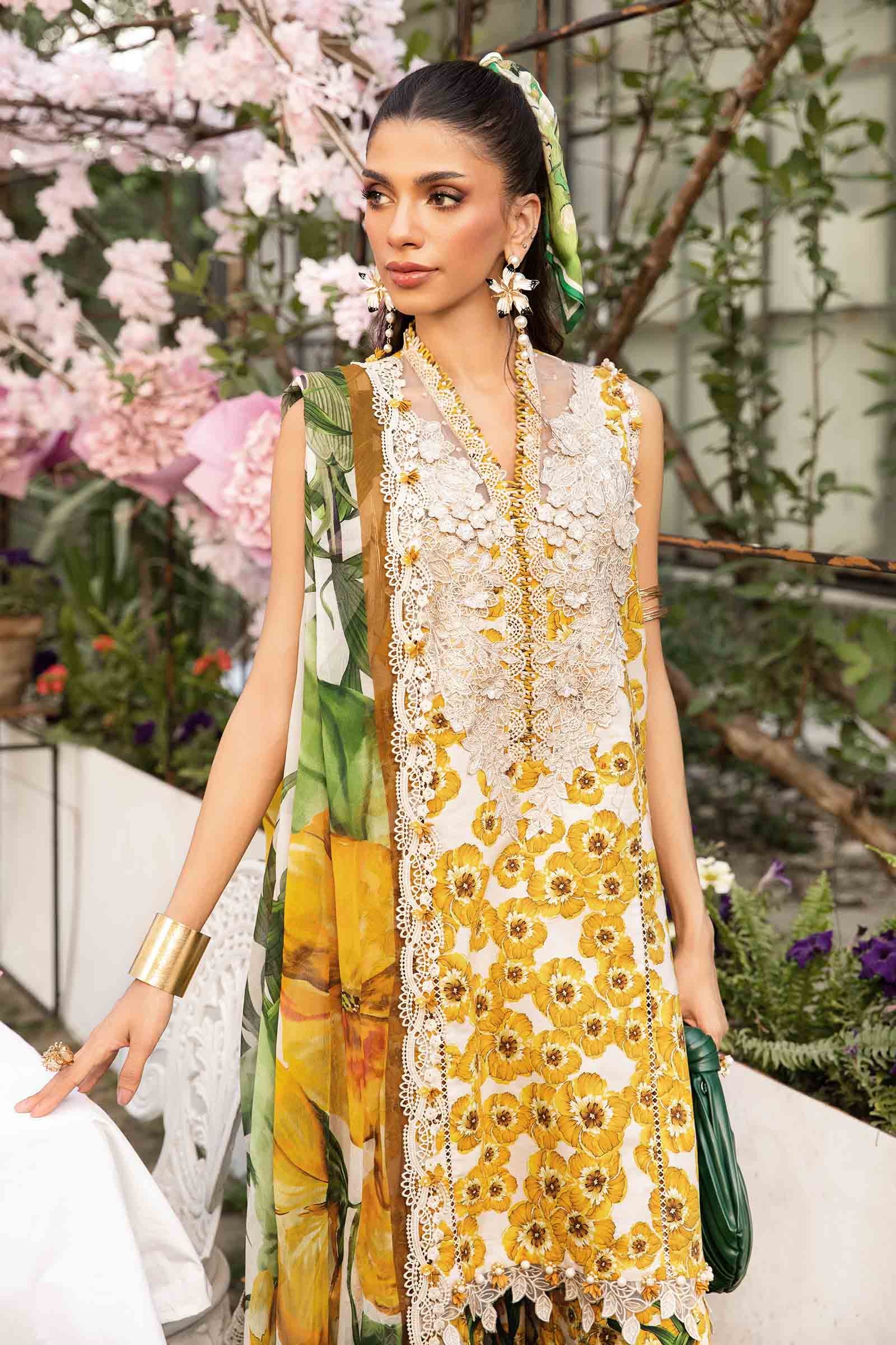 MARIA B -3 Piece Unstitched Embroidered Lawn Suit | 2606-A - Image 2