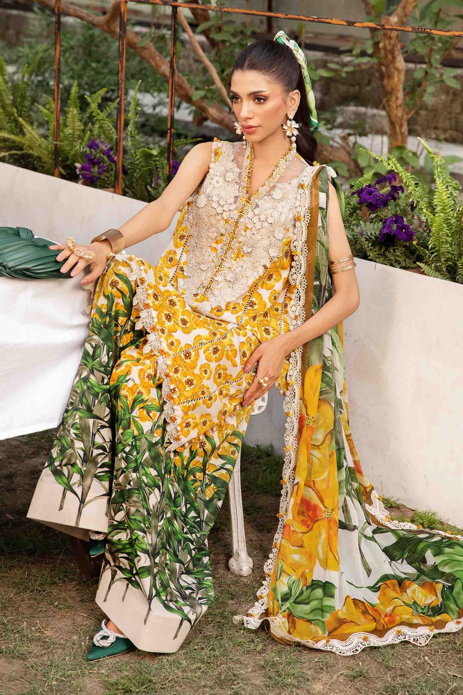 MARIA B -3 Piece Unstitched Embroidered Lawn Suit | 2606-A - Image 4