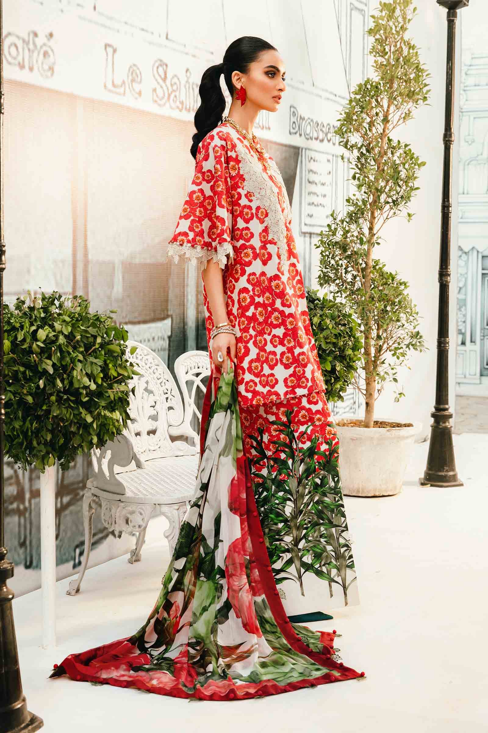 MARIA B -3 Piece Unstitched Embroidered Lawn Suit | 2606-B - Image 3