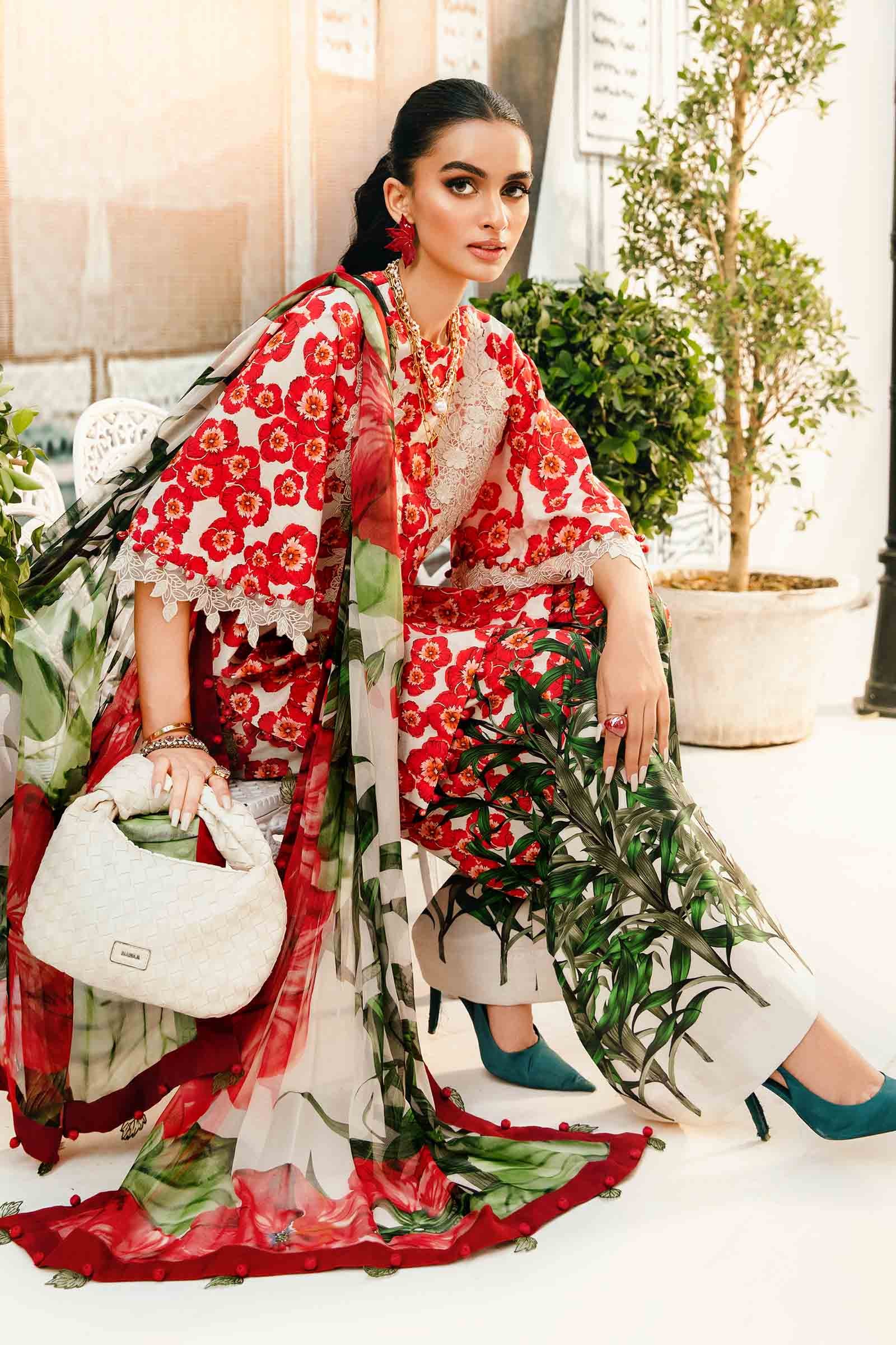 MARIA B -3 Piece Unstitched Embroidered Lawn Suit | 2606-B - Image 5