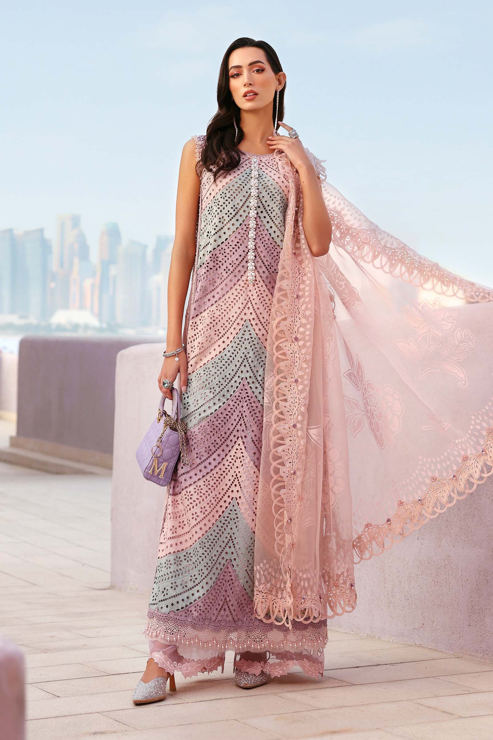Maria b - 3 Piece Unstitched Embroidered Lawn Suit -2612-B - Image 2