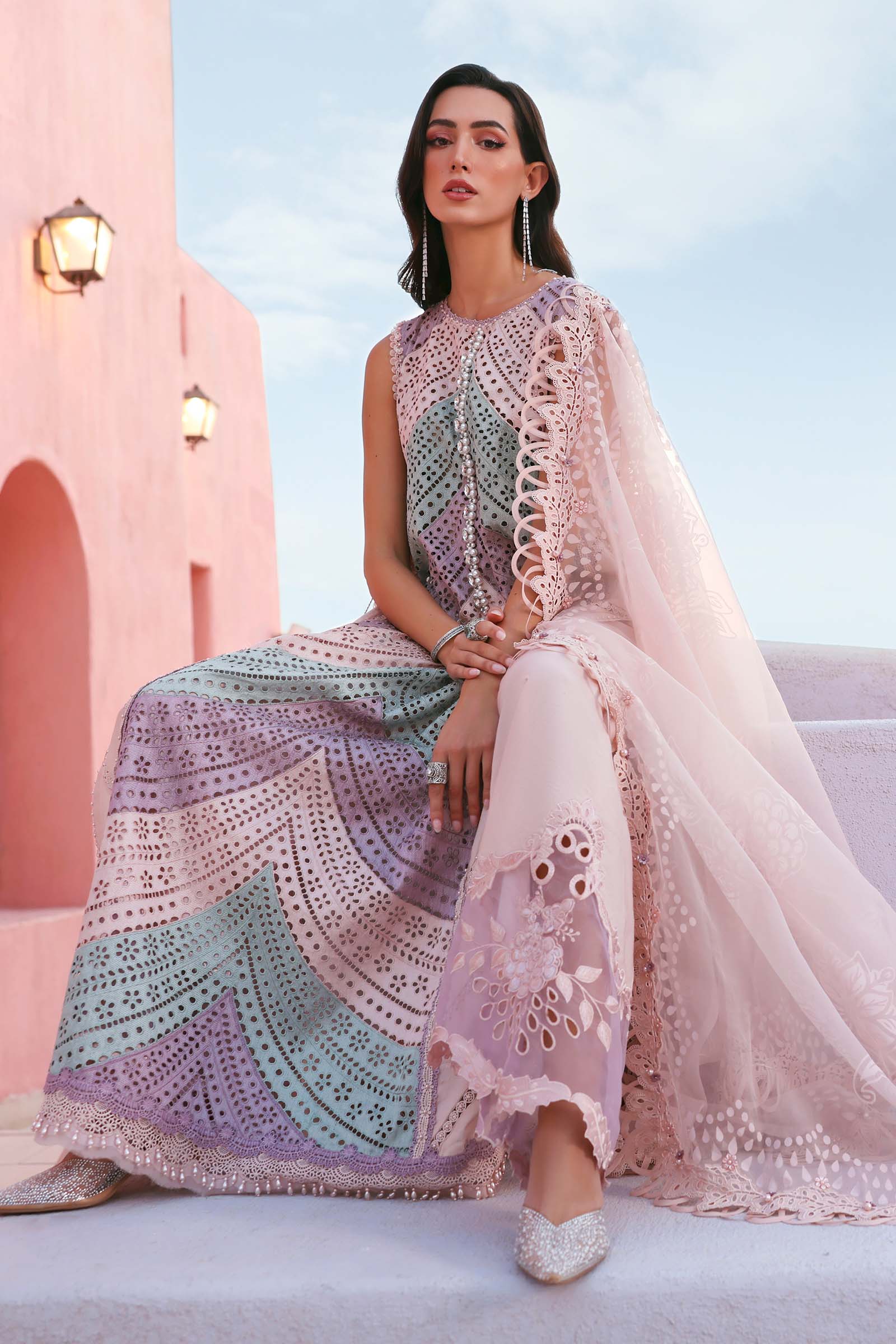 Maria b - 3 Piece Unstitched Embroidered Lawn Suit -2612-B - Image 6