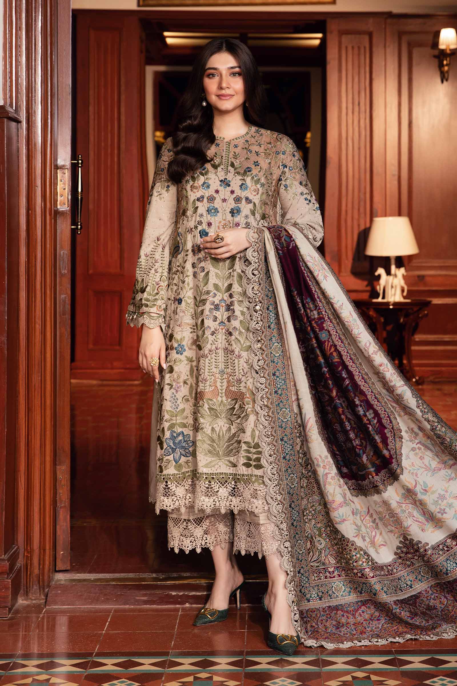 MARIA B -3 Piece Unstitched Embroidered Lawn Suit | DL-1211