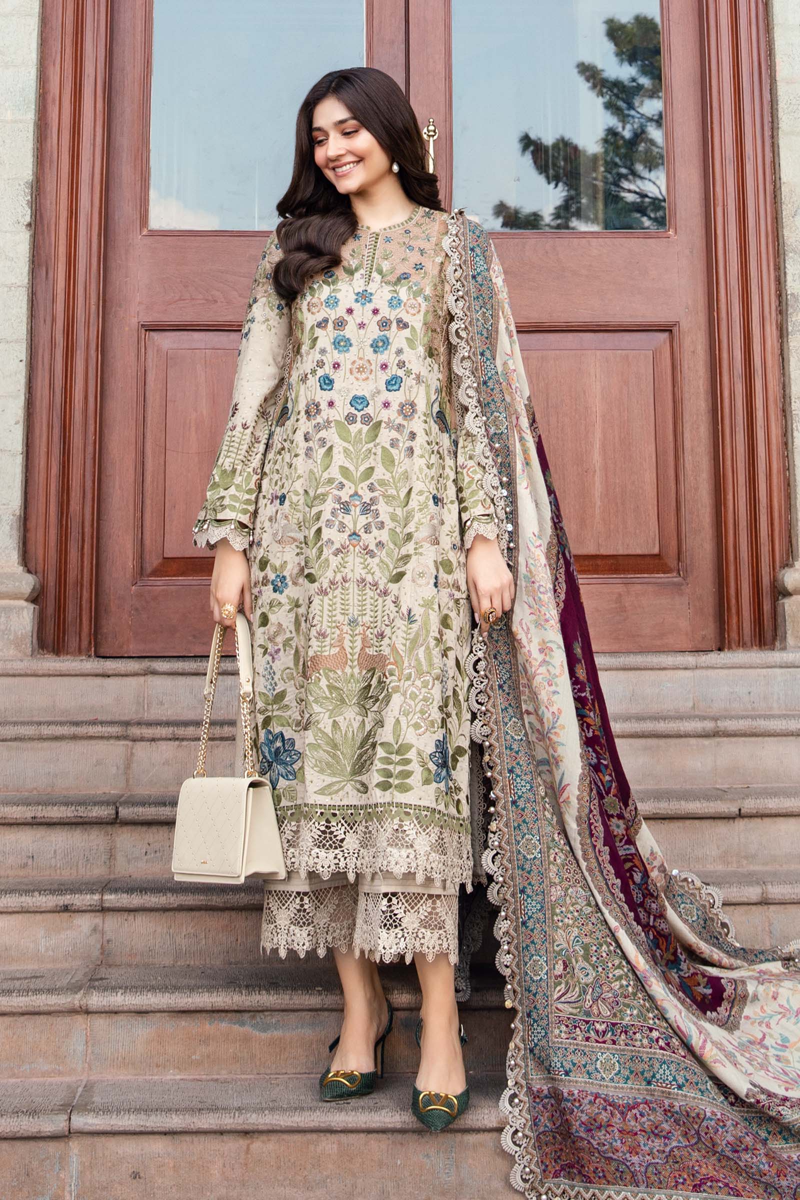 MARIA B -3 Piece Unstitched Embroidered Lawn Suit | DL-1211 - Image 2