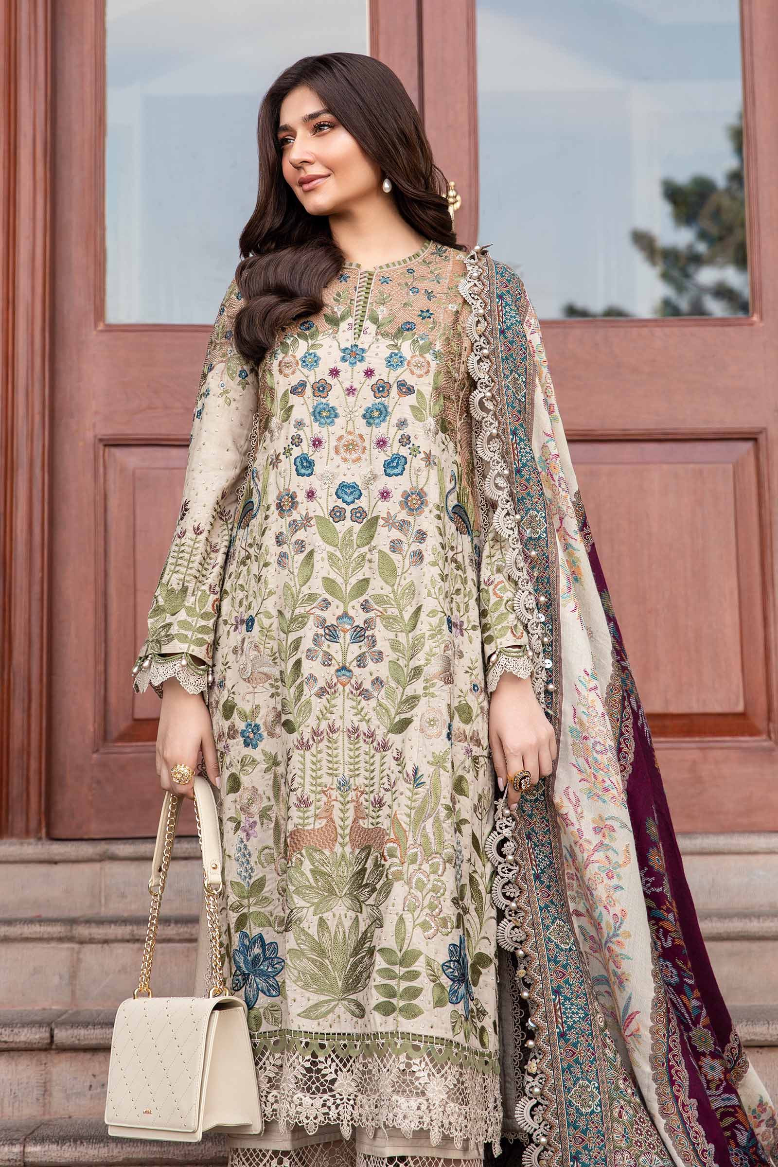 MARIA B -3 Piece Unstitched Embroidered Lawn Suit | DL-1211 - Image 7