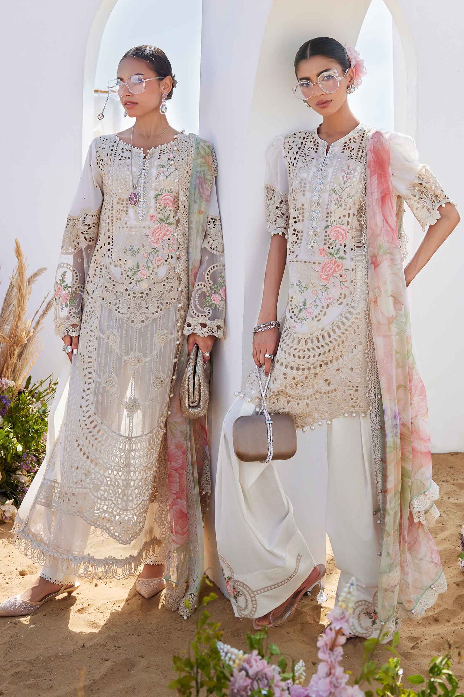 MARIA B . 3 Piece Unstitched Embroidered Lawn Suit | EID LAWN-25-07 - Image 5