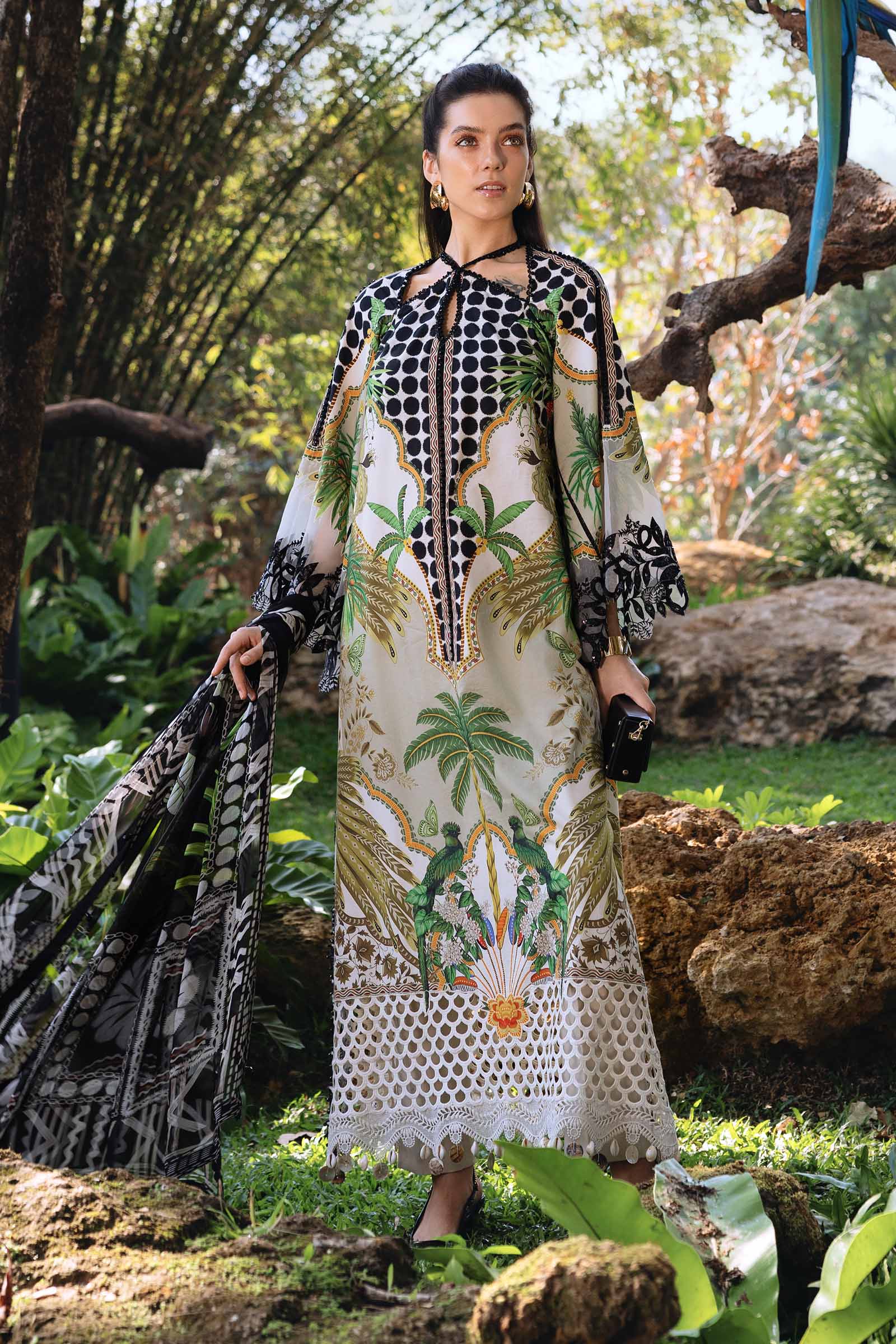 Maria b - 3 Piece Unstitched Embroidered Lawn Suit :MPT-2905-A