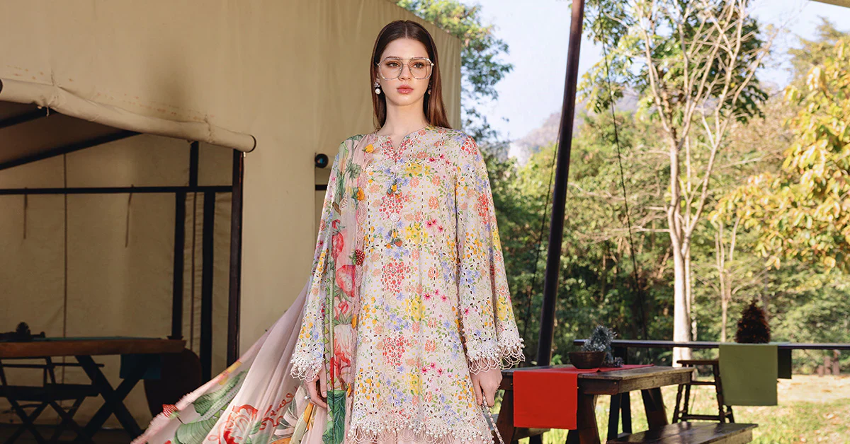 Maria b - 3 Piece Unstitched Embroidered Lawn Suit :MPT-2914-A - Image 3