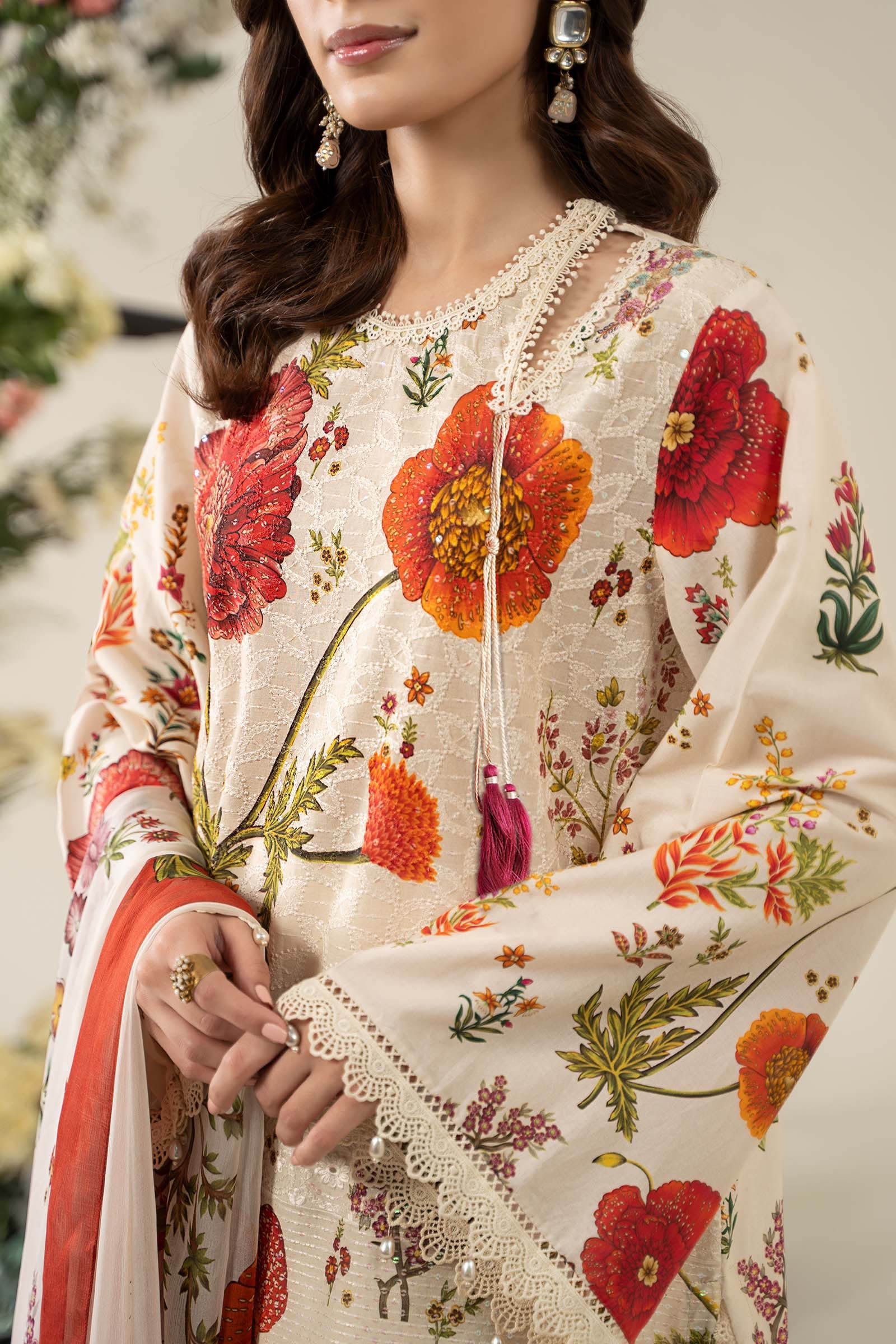 MARIA B -3 Piece Unstitched Embroidered Lawn Suit | MPS-2607-A - Image 2