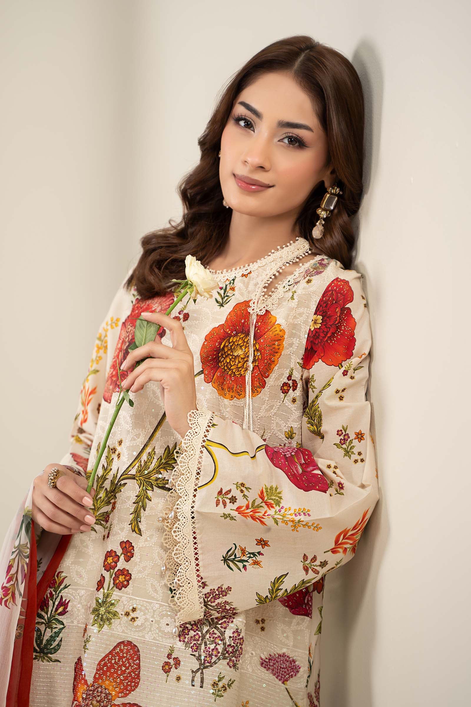 MARIA B -3 Piece Unstitched Embroidered Lawn Suit | MPS-2607-A - Image 3