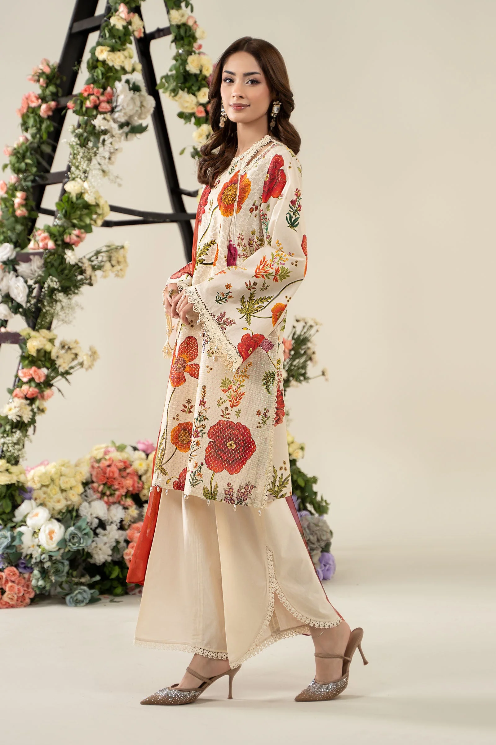 MARIA B -3 Piece Unstitched Embroidered Lawn Suit | MPS-2607-A - Image 6