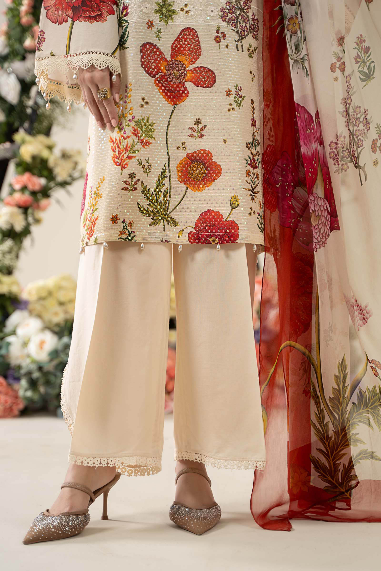 MARIA B -3 Piece Unstitched Embroidered Lawn Suit | MPS-2607-A - Image 7