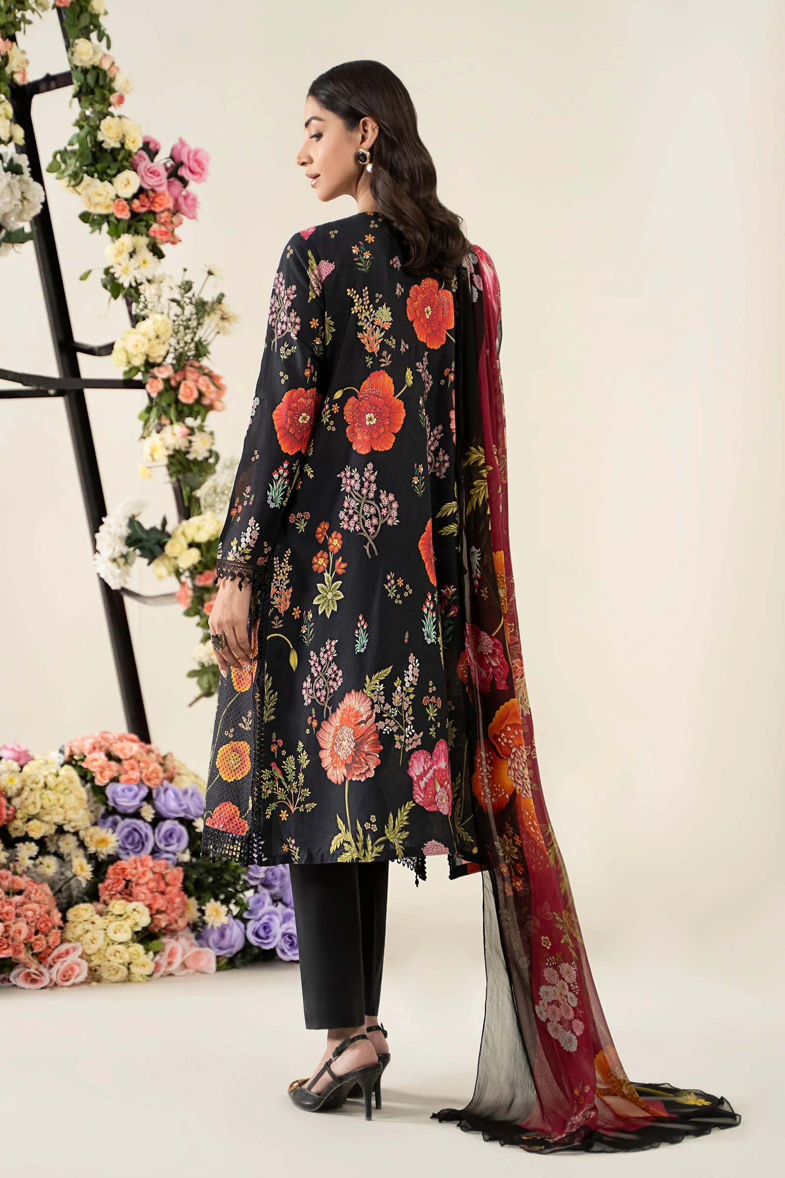 MARIA B -3 Piece Unstitched Embroidered Lawn Suit | MPS-2607-B - Image 3