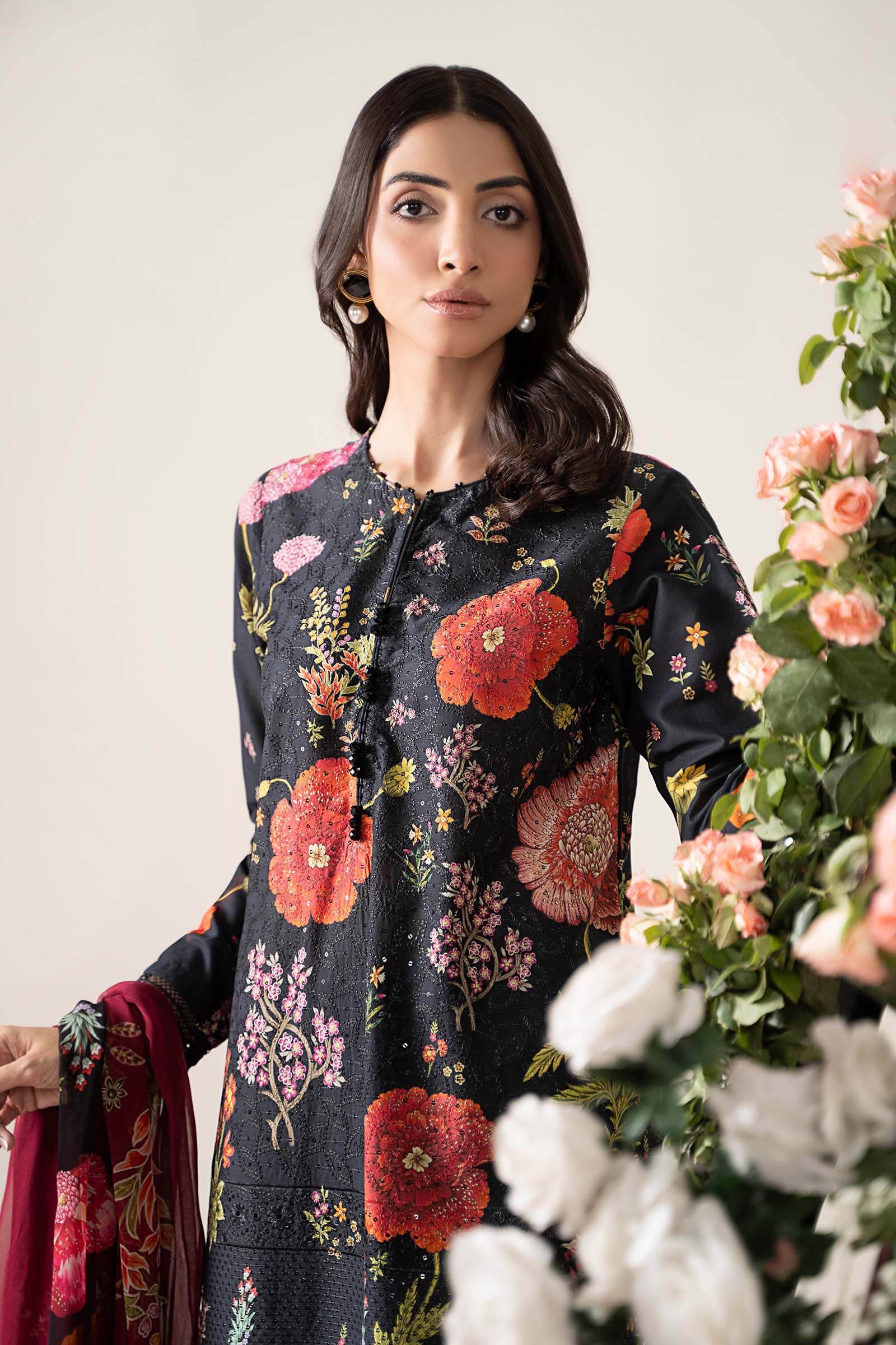 MARIA B -3 Piece Unstitched Embroidered Lawn Suit | MPS-2607-B - Image 8