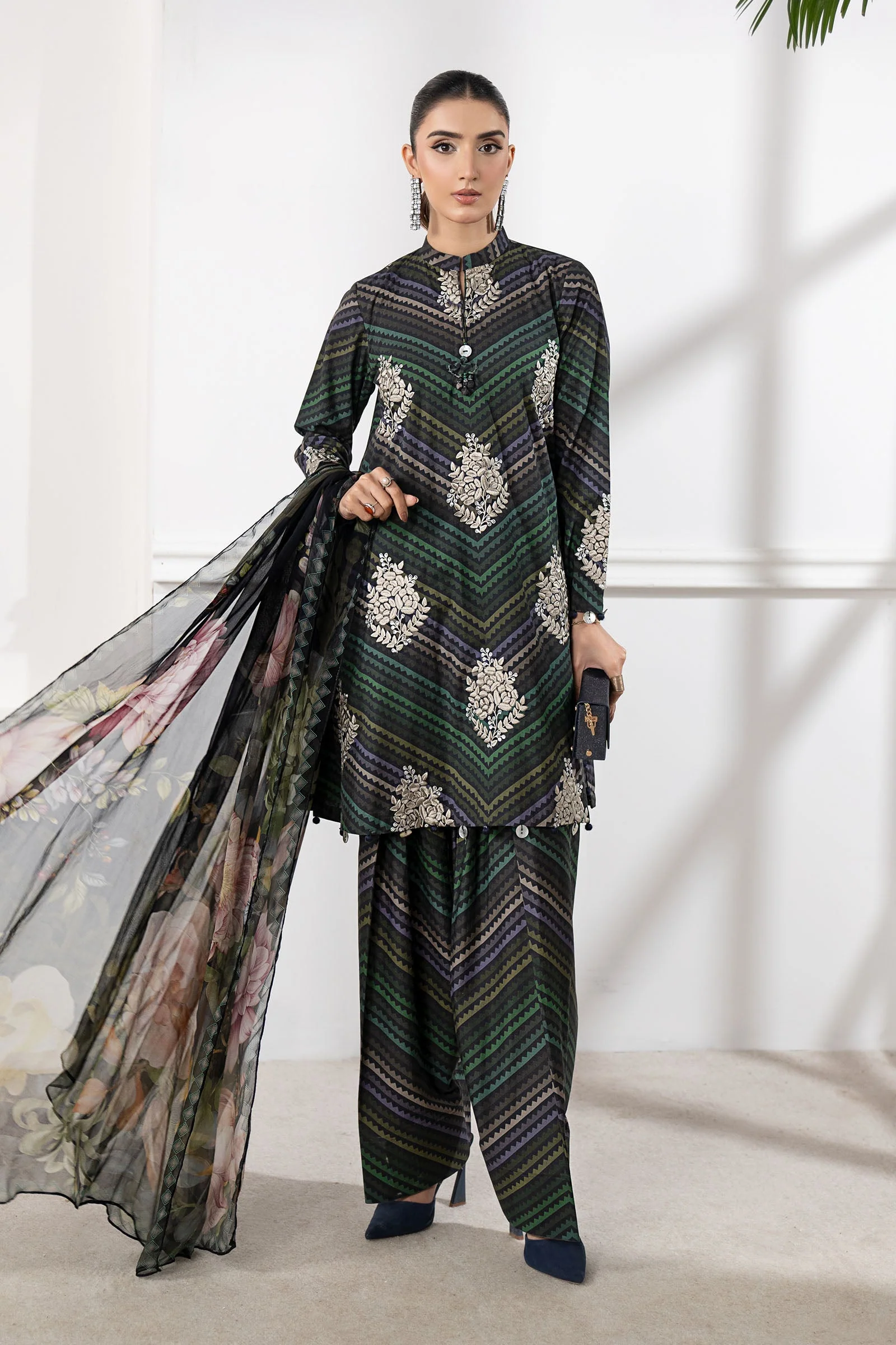 MARIA B - 3 Piece Unstitched Embroidered Lawn Suit | MPS-2705-A