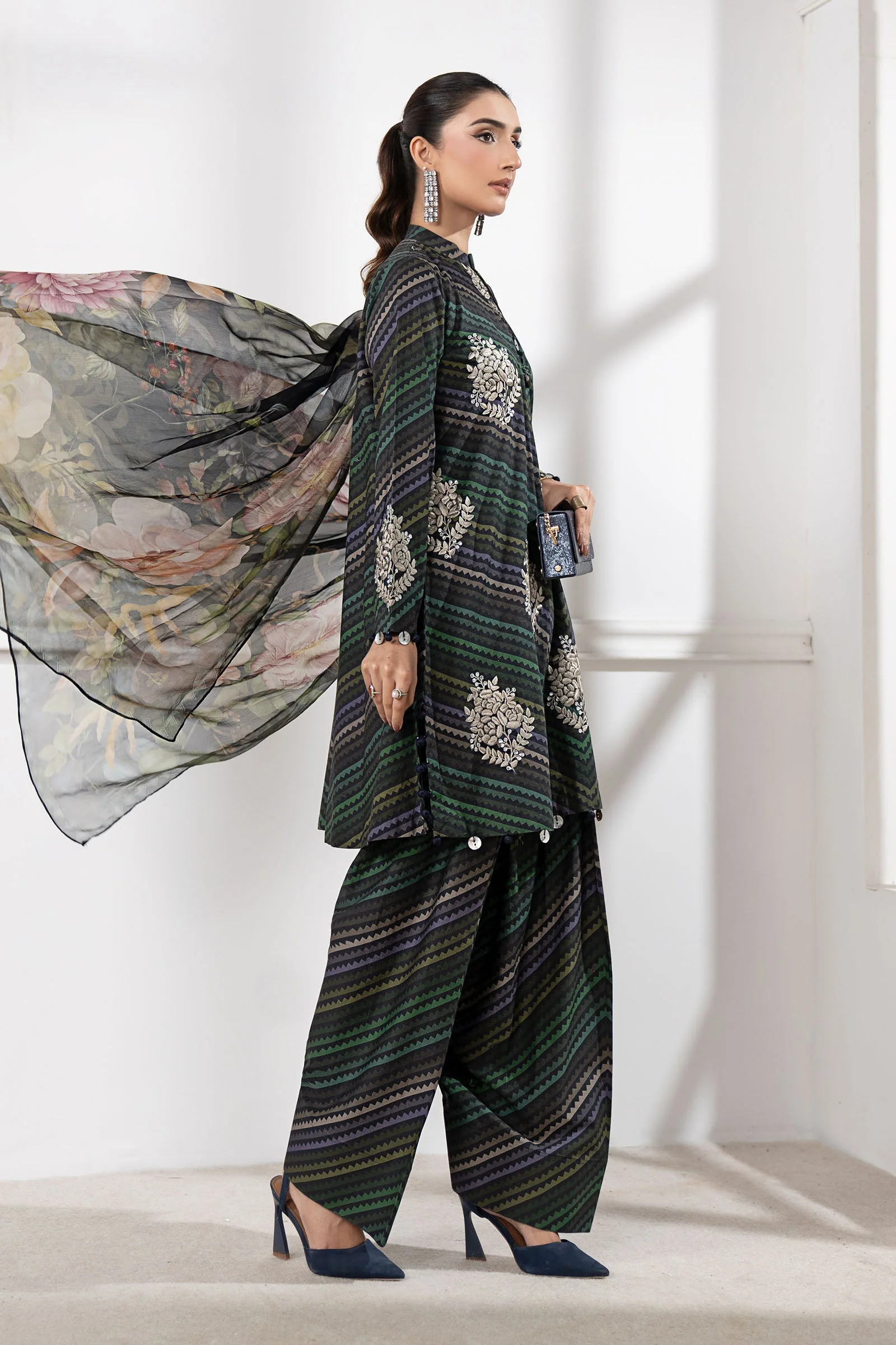 MARIA B - 3 Piece Unstitched Embroidered Lawn Suit | MPS-2705-A - Image 3