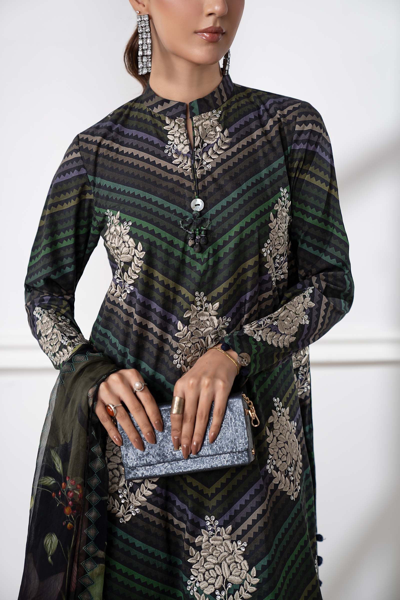 MARIA B - 3 Piece Unstitched Embroidered Lawn Suit | MPS-2705-A - Image 5